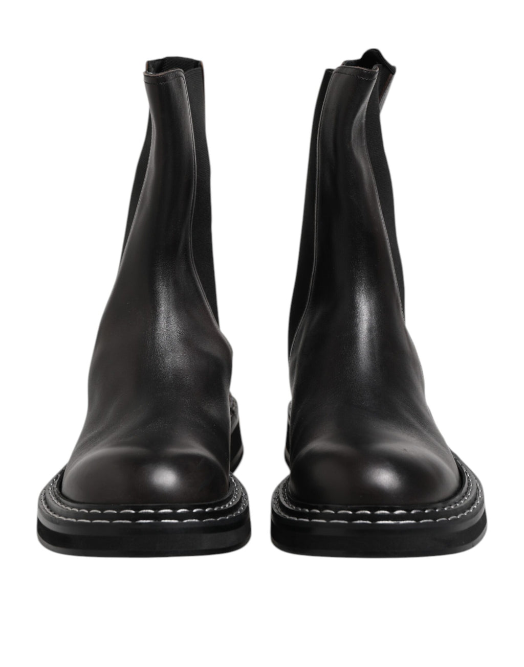 Dolce &amp; Gabbana – Halbhohe Stiefel aus schwarzem Leder mit Absatz
