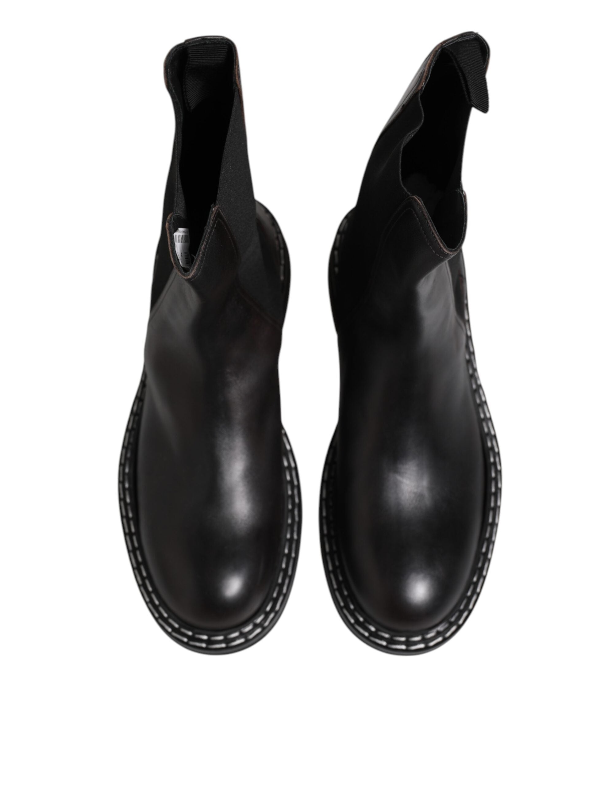 Dolce &amp; Gabbana – Halbhohe Stiefel aus schwarzem Leder mit Absatz