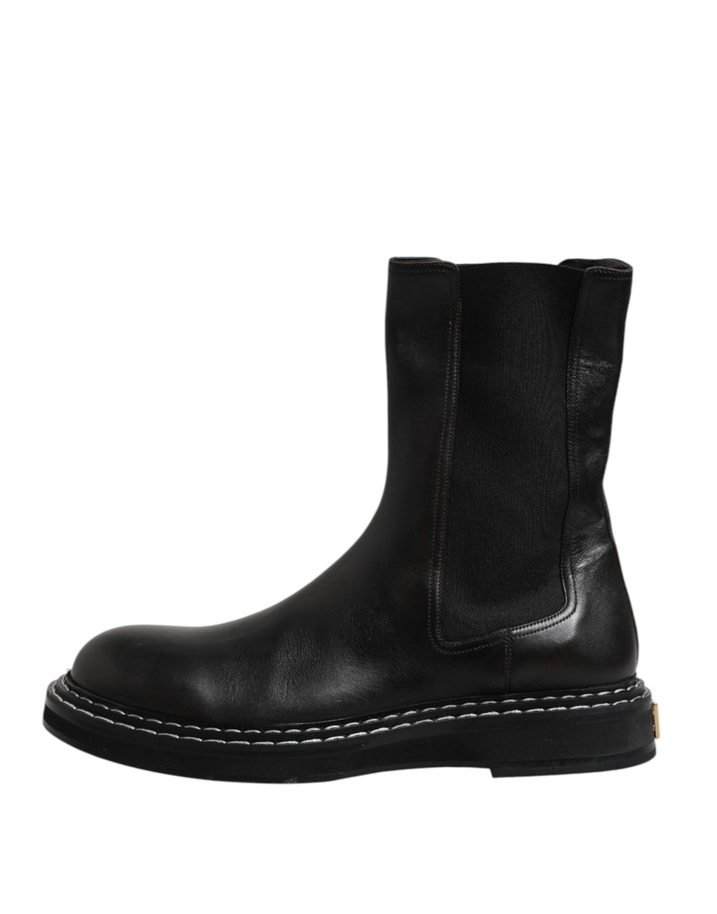 Dolce &amp; Gabbana – Halbhohe Stiefel aus schwarzem Leder mit Absatz