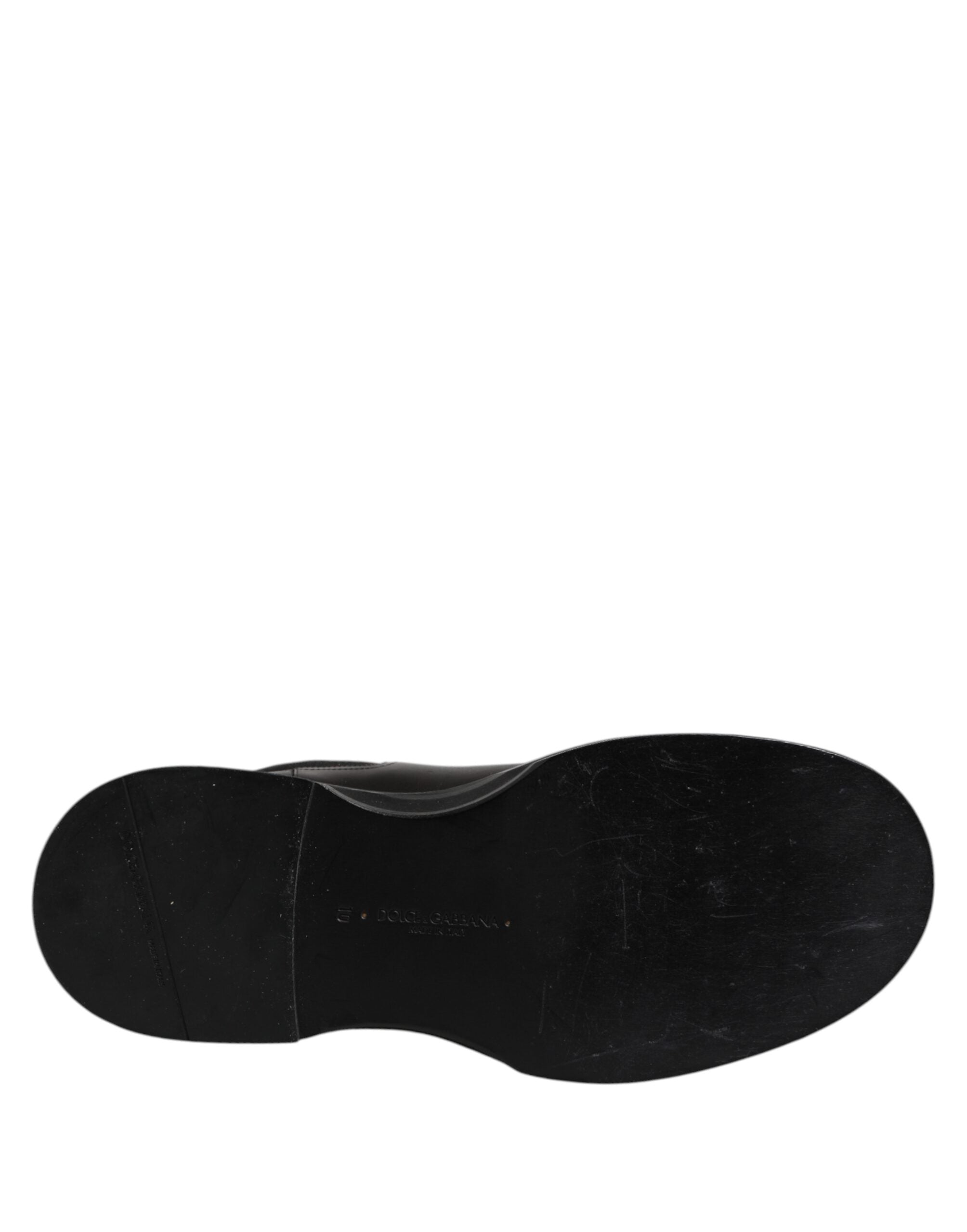 Dolce &amp; Gabbana – Halbhohe Stiefel aus schwarzem Leder mit Absatz