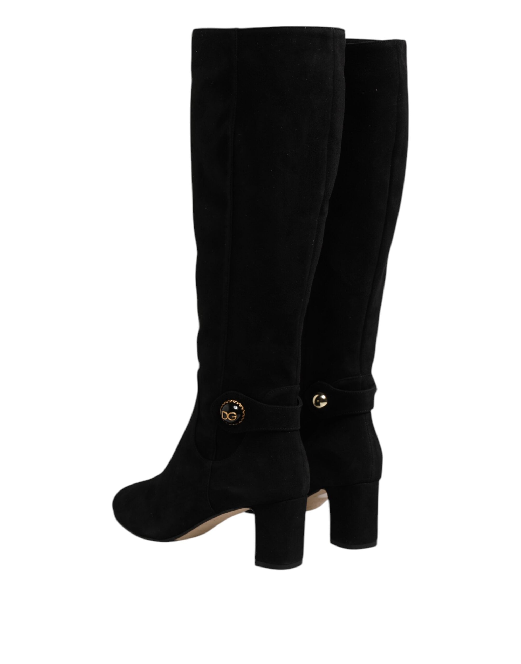 Dolce &amp; Gabbana – Kniehohe Stiefel aus schwarzem Wildleder