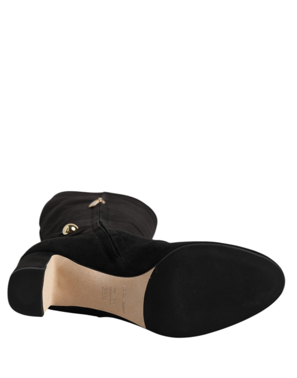 Dolce &amp; Gabbana – Kniehohe Stiefel aus schwarzem Wildleder