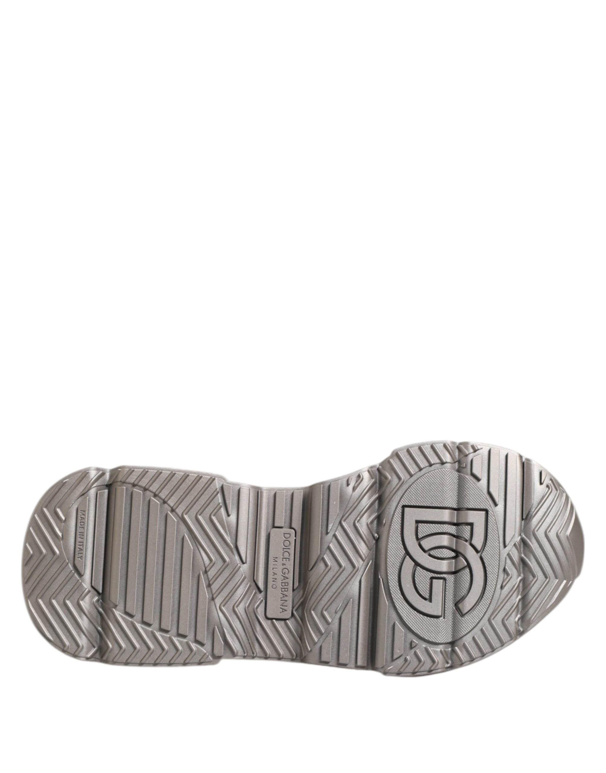 Dolce &amp; Gabbana Silber DAYMASTER Leder Herren Sneakers Schuhe