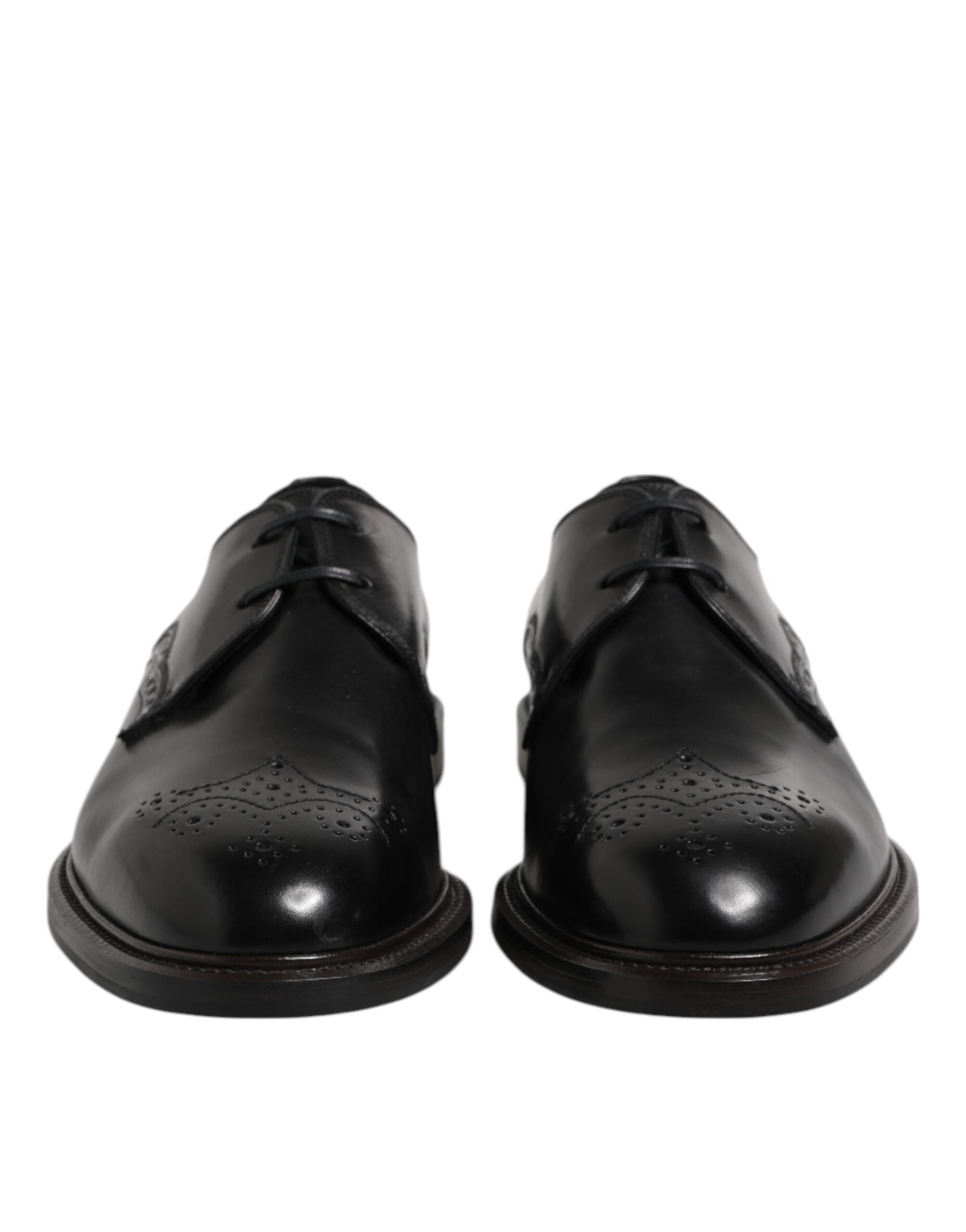 Dolce &amp; Gabbana – Formelle Derby-Schuhe aus schwarzem Leder mit Flügelkappe