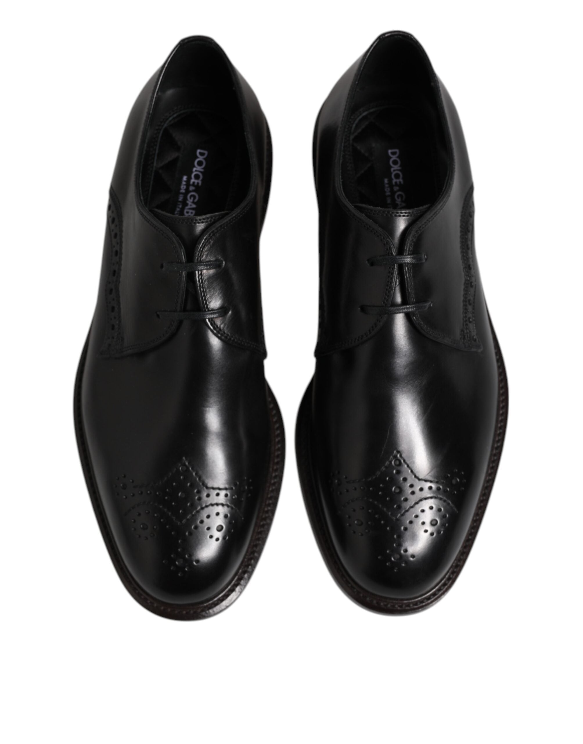 Dolce &amp; Gabbana – Formelle Derby-Schuhe aus schwarzem Leder mit Flügelkappe