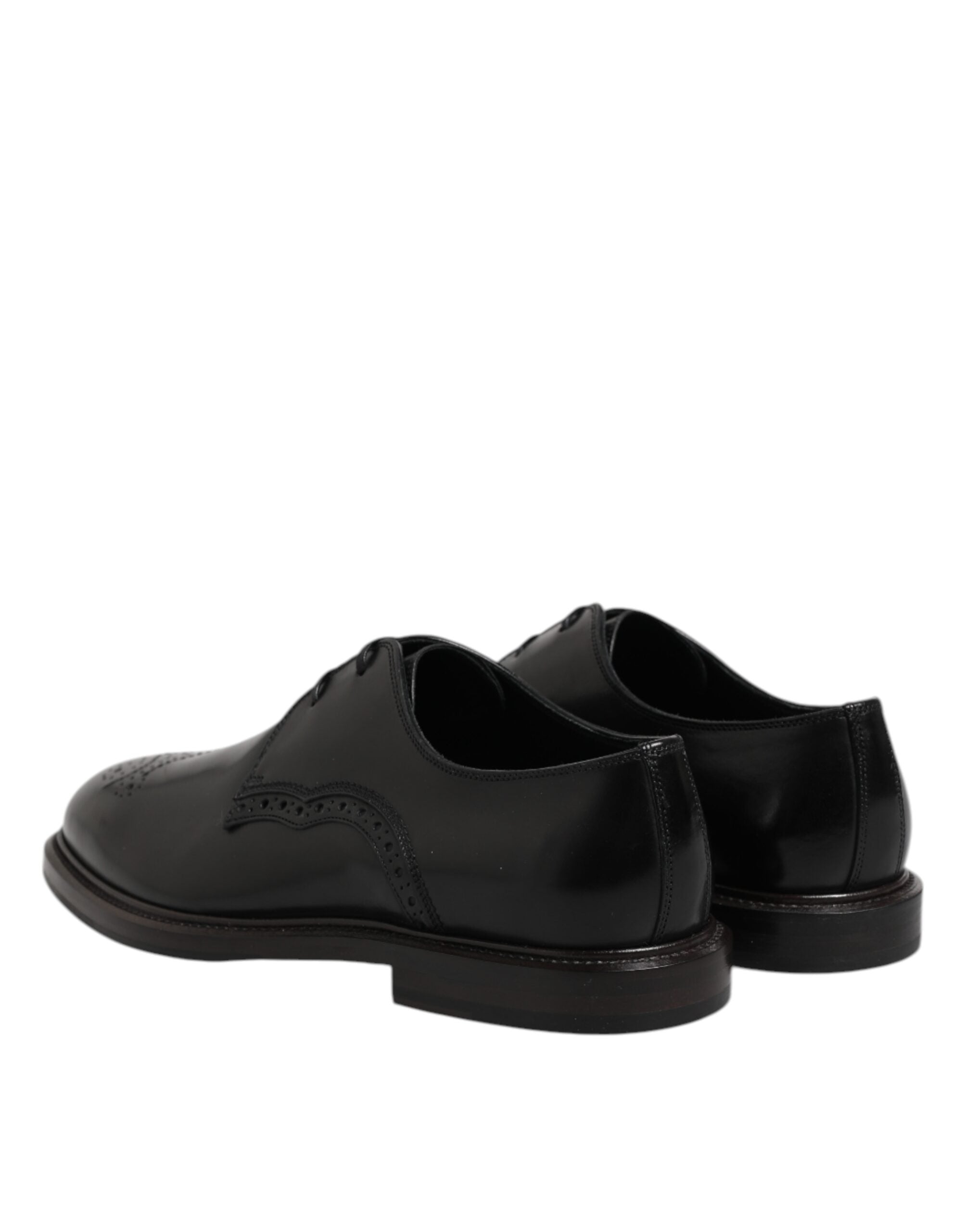 Dolce &amp; Gabbana – Formelle Derby-Schuhe aus schwarzem Leder mit Flügelkappe