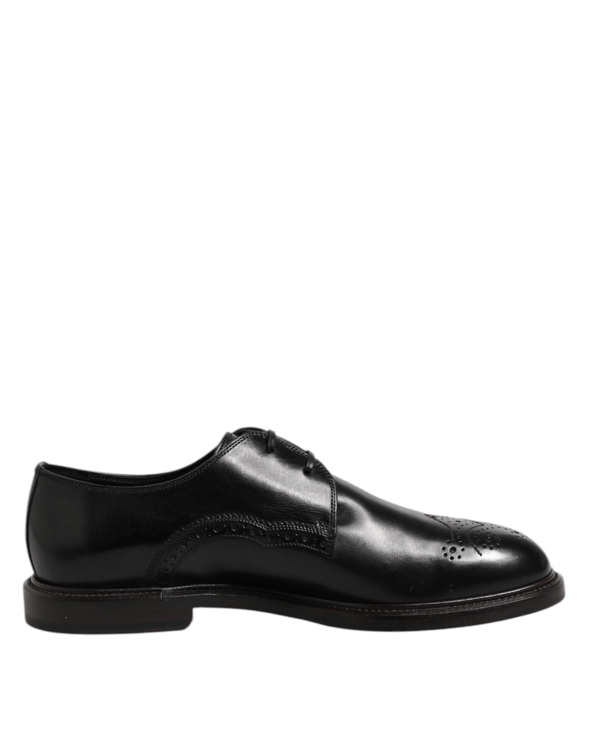Dolce &amp; Gabbana – Formelle Derby-Schuhe aus schwarzem Leder mit Flügelkappe