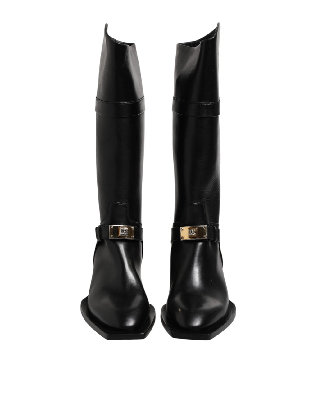 Dolce &amp; Gabbana Schwarze Lederstiefeletten mit hohem Absatz