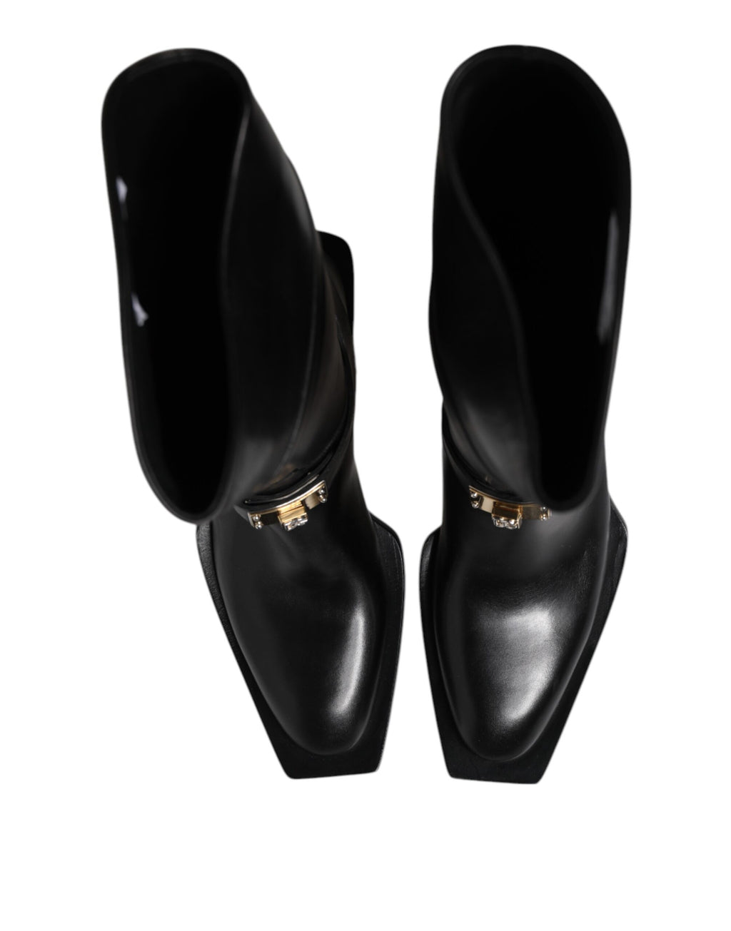 Dolce &amp; Gabbana Schwarze Lederstiefeletten mit hohem Absatz