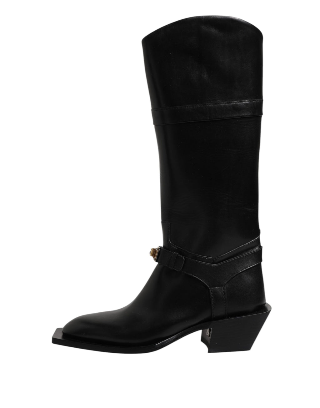 Dolce &amp; Gabbana Schwarze Lederstiefeletten mit hohem Absatz