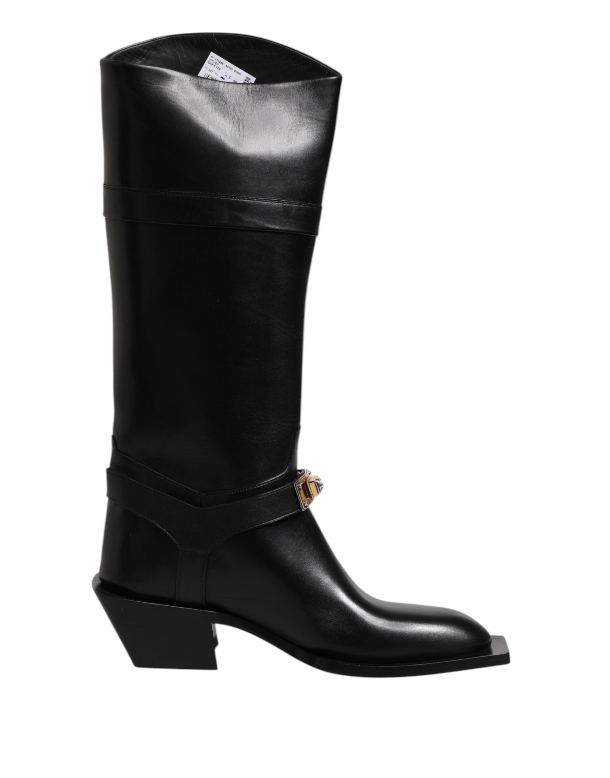 Dolce &amp; Gabbana Schwarze Lederstiefeletten mit hohem Absatz