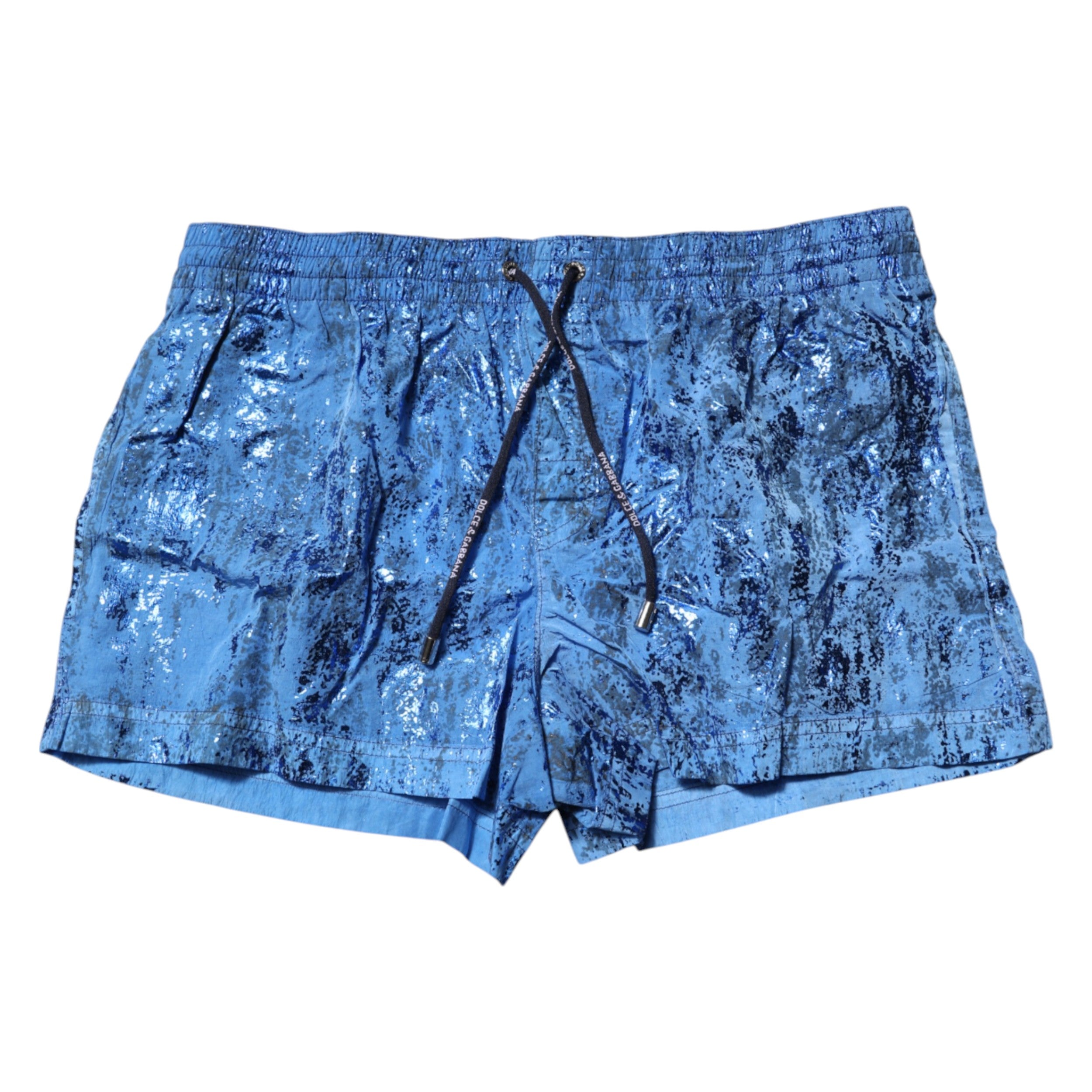 Dolce &amp; Gabbana Blaue Strandshorts mit Logo und Kordelzug