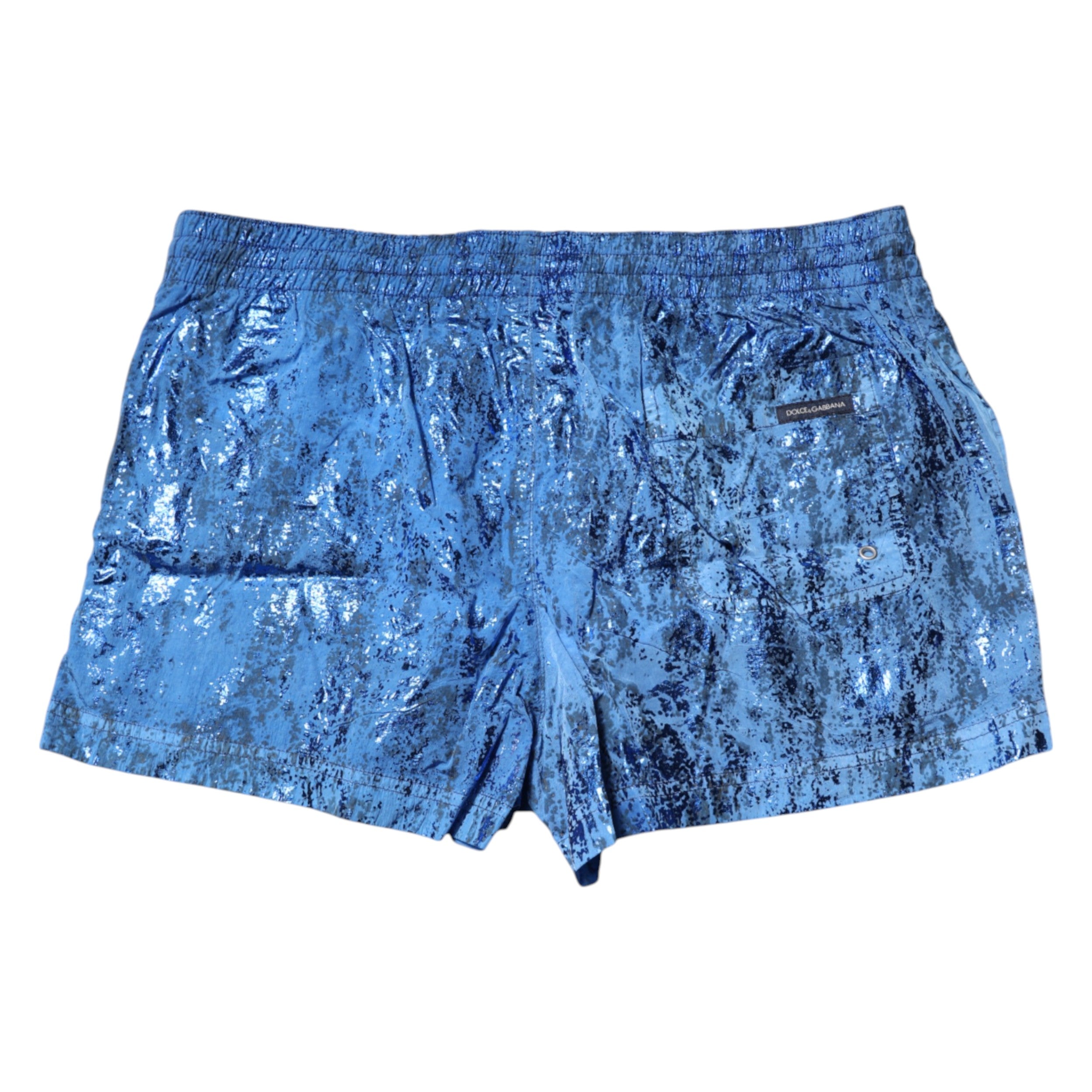 Dolce &amp; Gabbana Blaue Strandshorts mit Logo und Kordelzug