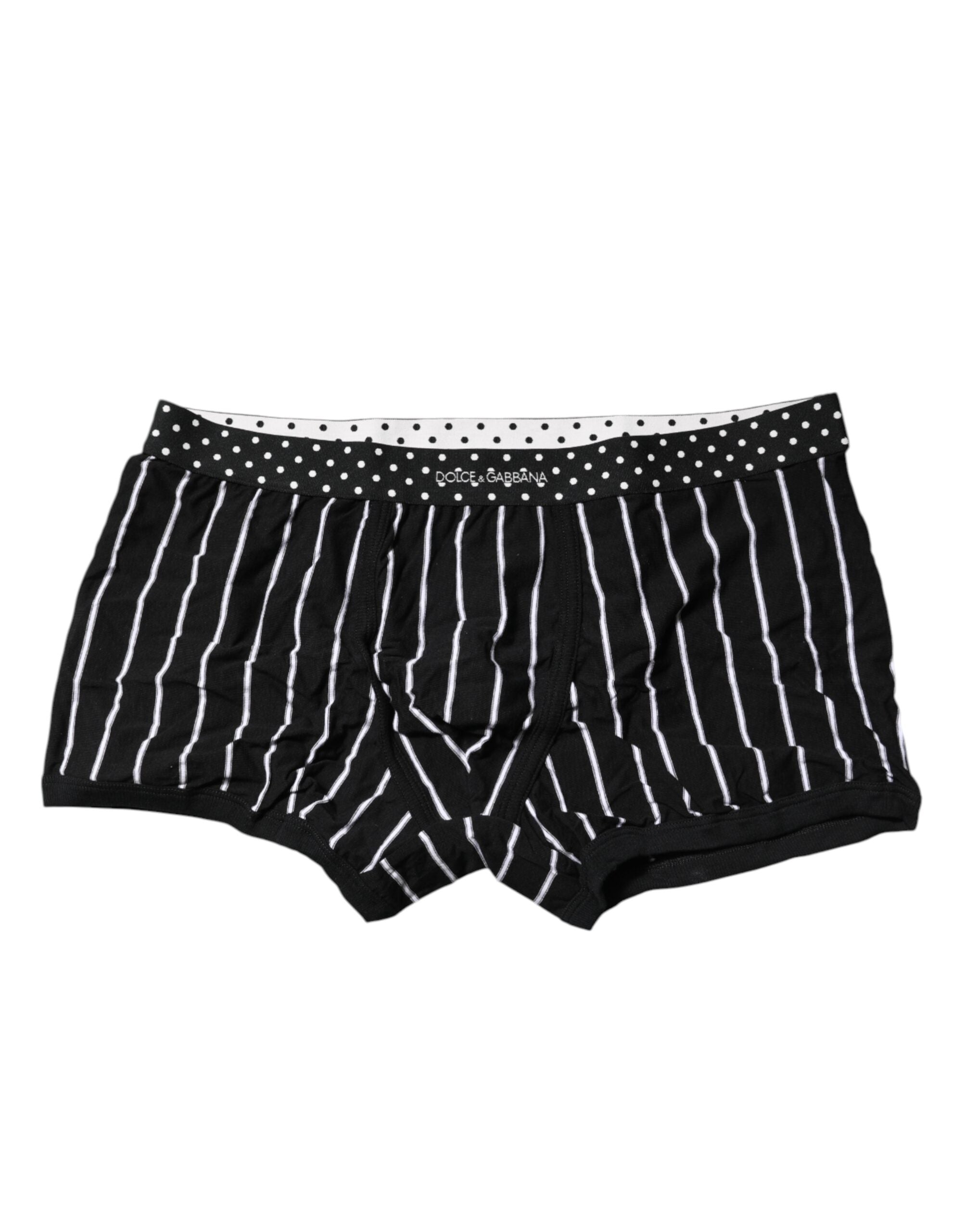 Dolce &amp; Gabbana – Schwarz-weiß gestreifte Boxershorts in regulärer Passform