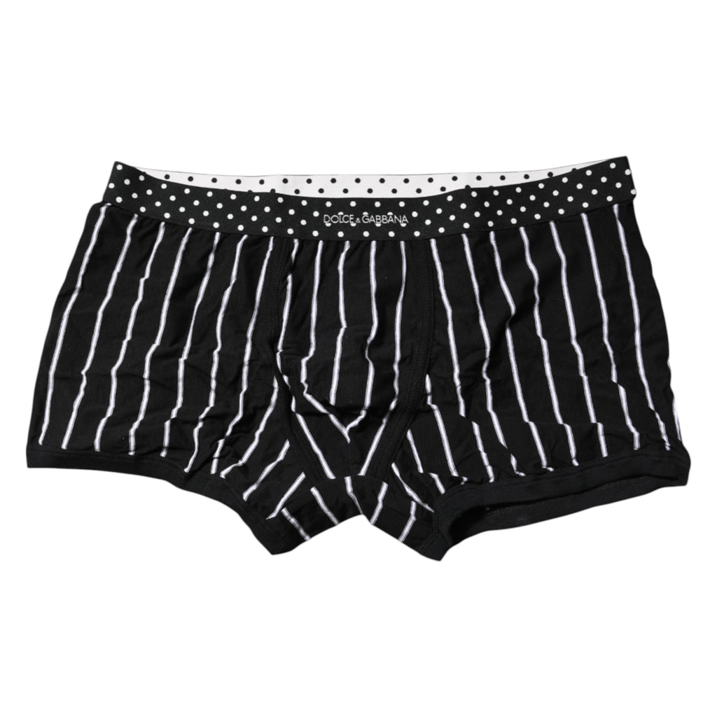 Dolce &amp; Gabbana – Schwarz-weiß gestreifte Boxershorts in regulärer Passform