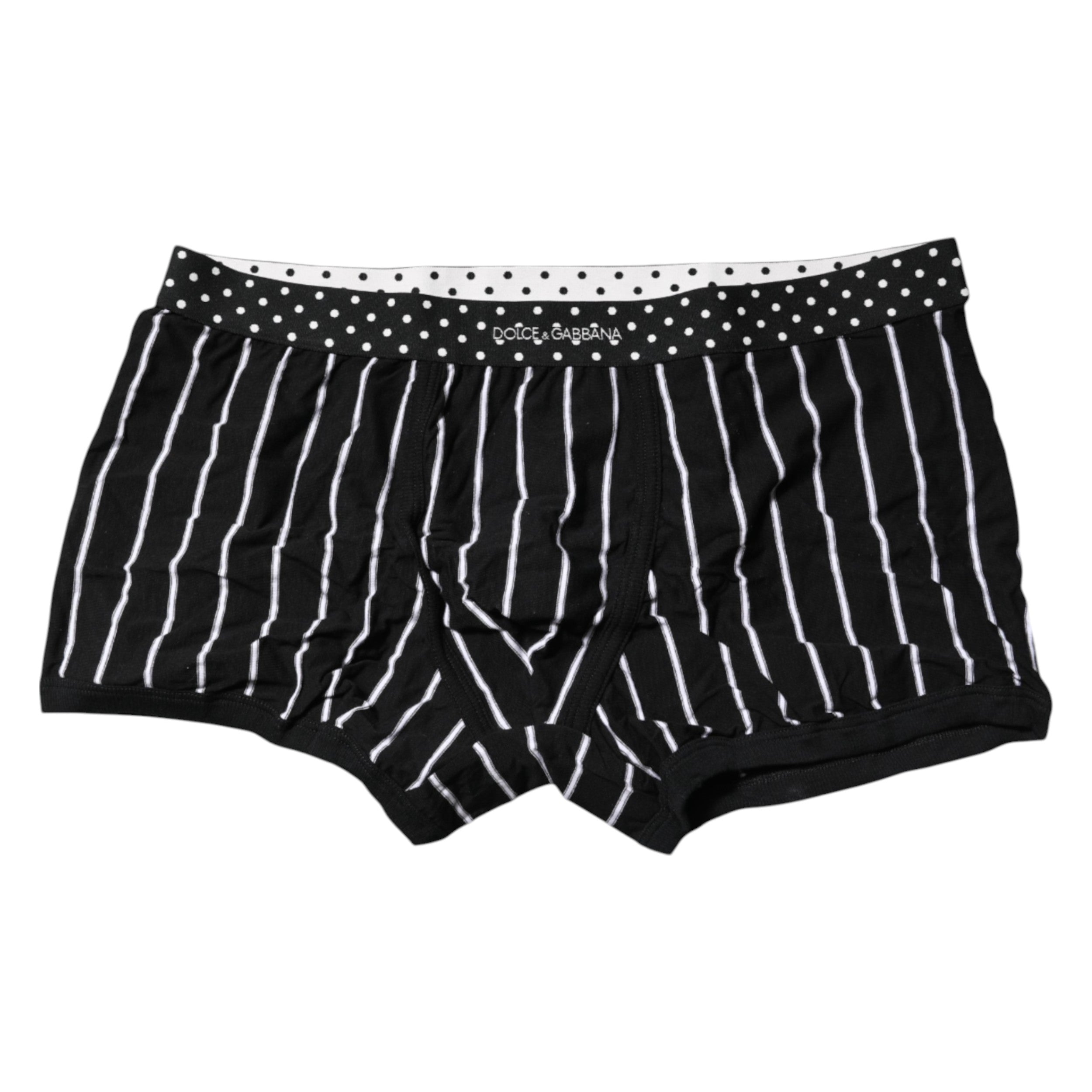 Dolce &amp; Gabbana – Schwarz-weiß gestreifte Boxershorts in regulärer Passform