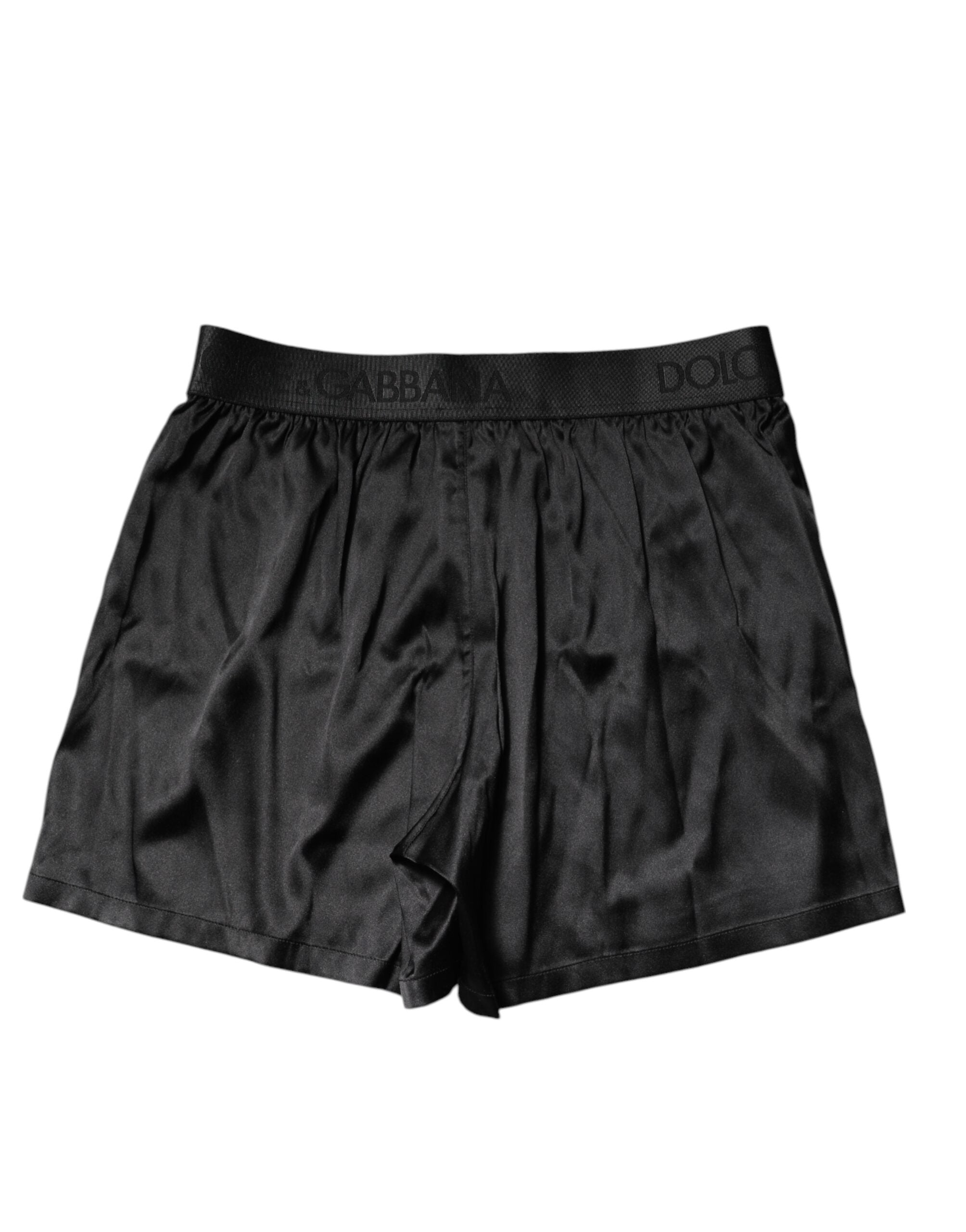 Dolce &amp; Gabbana – Schwarze Boxershorts mit Logo an der Taille, normale Passform