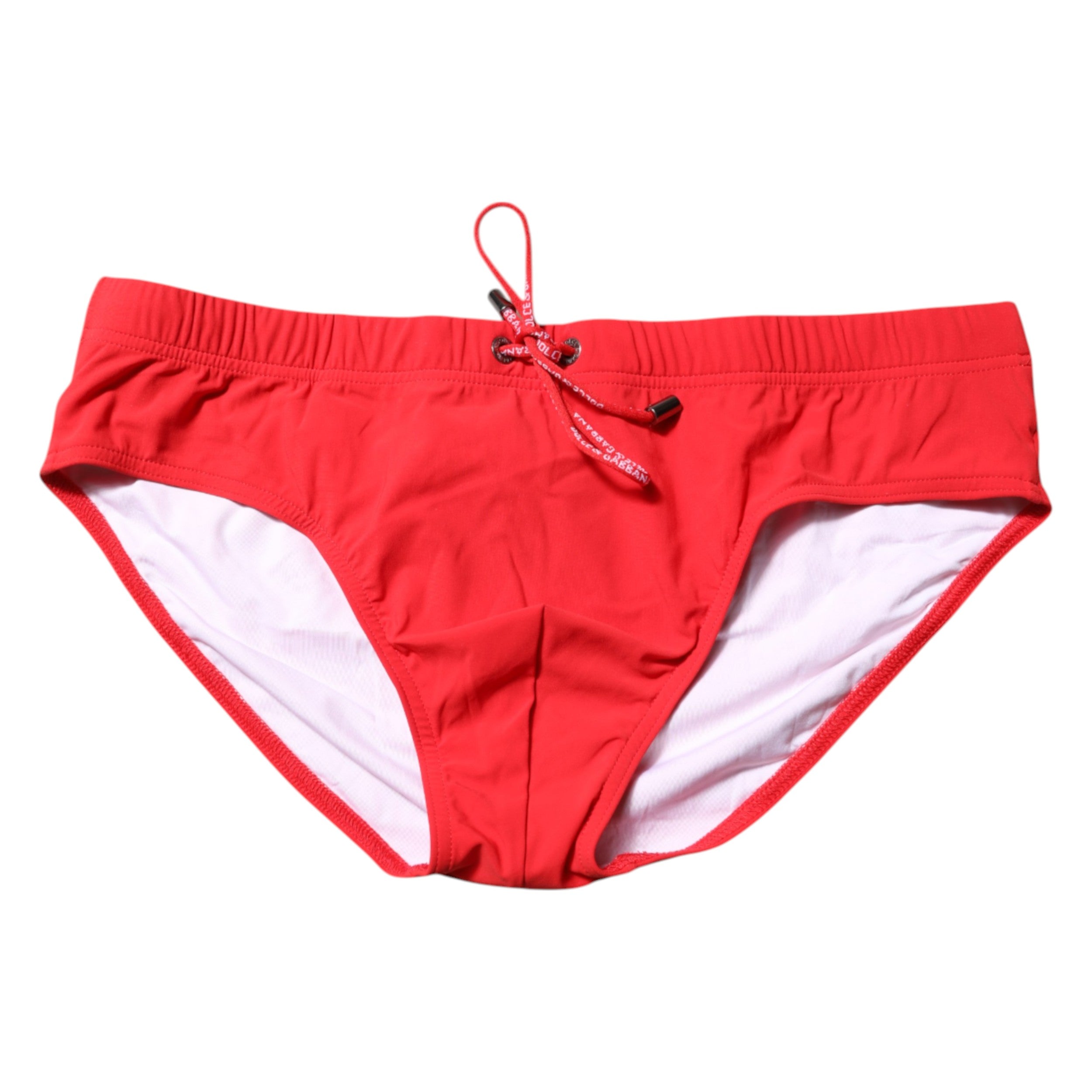 Dolce &amp; Gabbana Rote Logo-Taille Herren Beachwear Slip Bademode