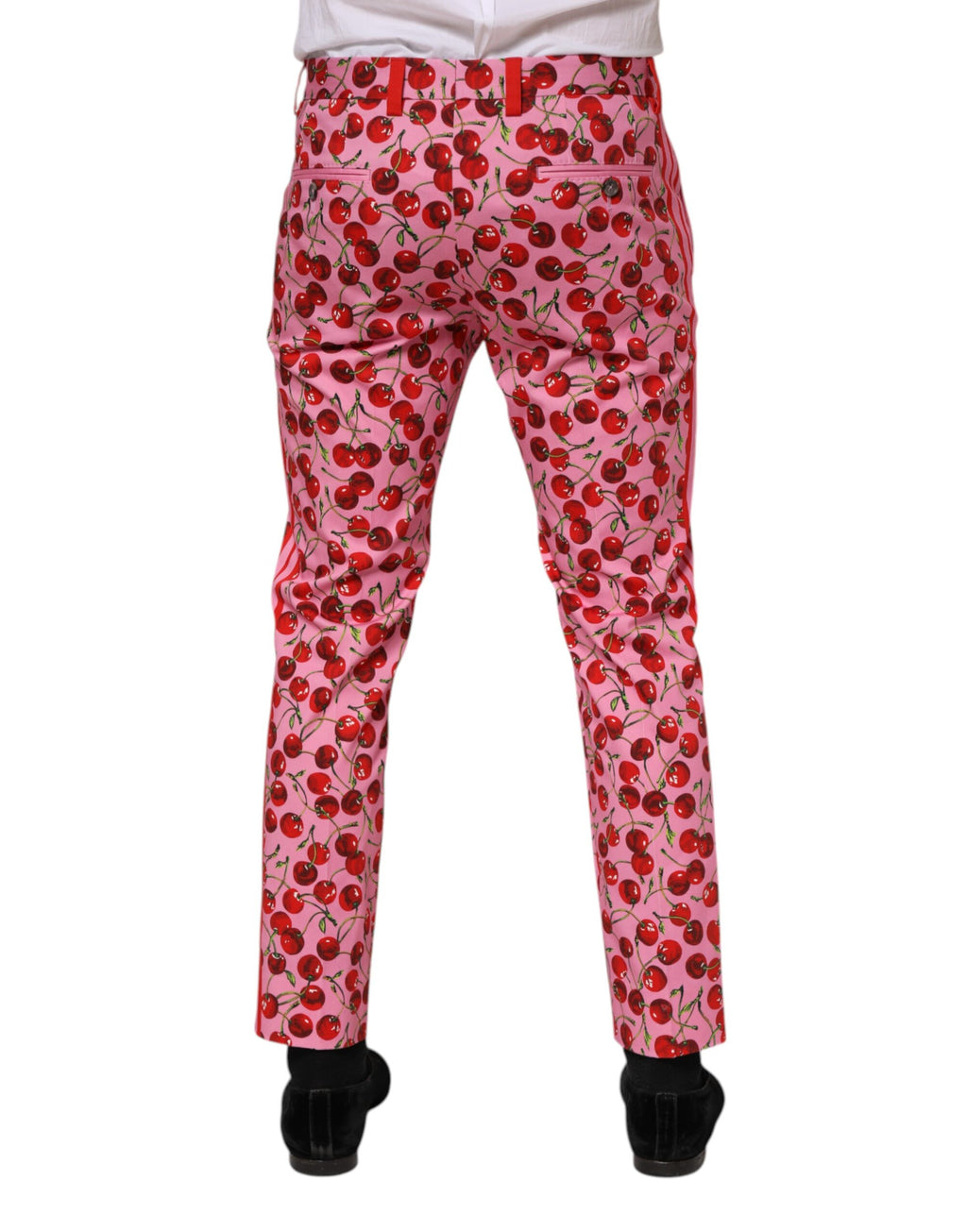 Dolce &amp; Gabbana – Rosa Anzughose aus Baumwolle mit Kirschmuster
