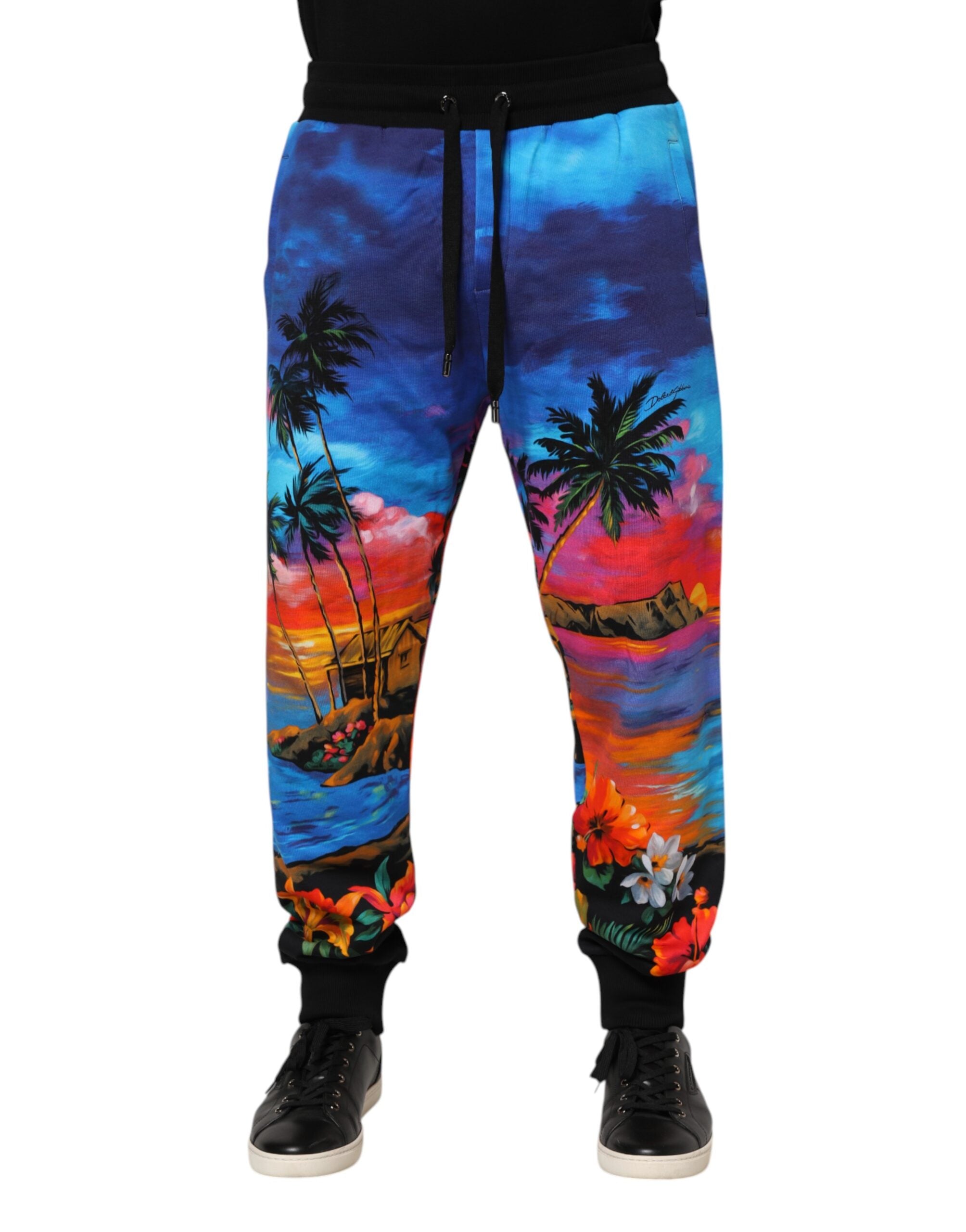 Dolce &amp; Gabbana – Jogginghose mit Hawaii-Print in Blau