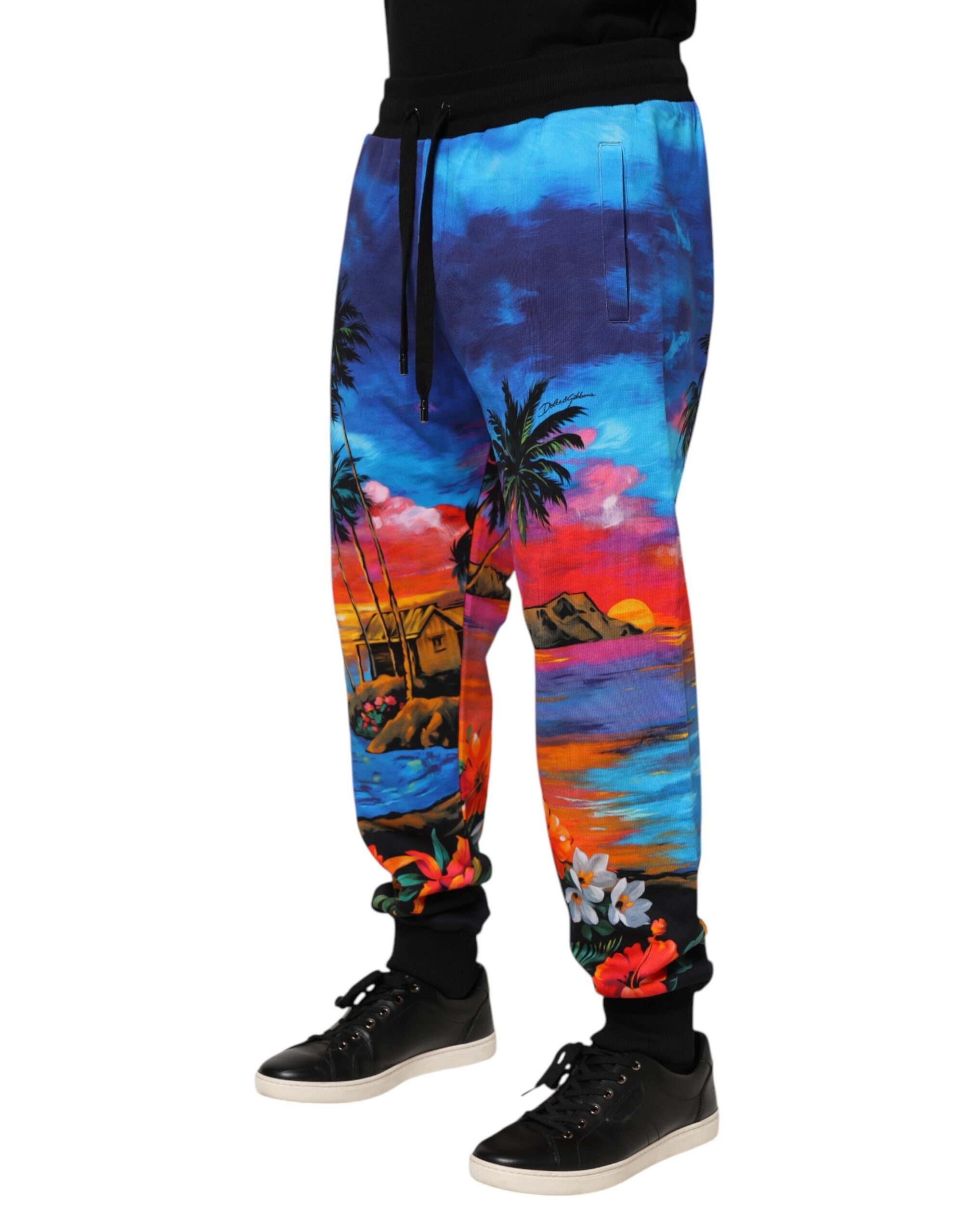 Dolce &amp; Gabbana – Jogginghose mit Hawaii-Print in Blau