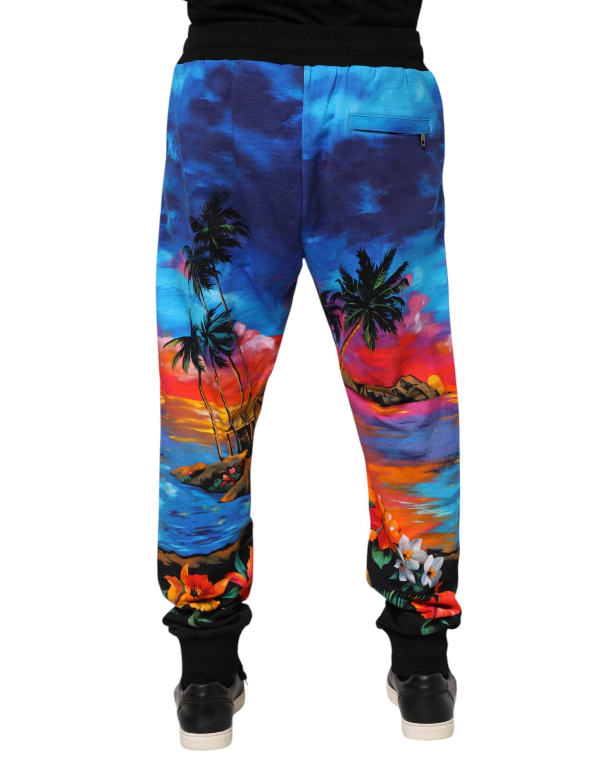 Dolce &amp; Gabbana – Jogginghose mit Hawaii-Print in Blau