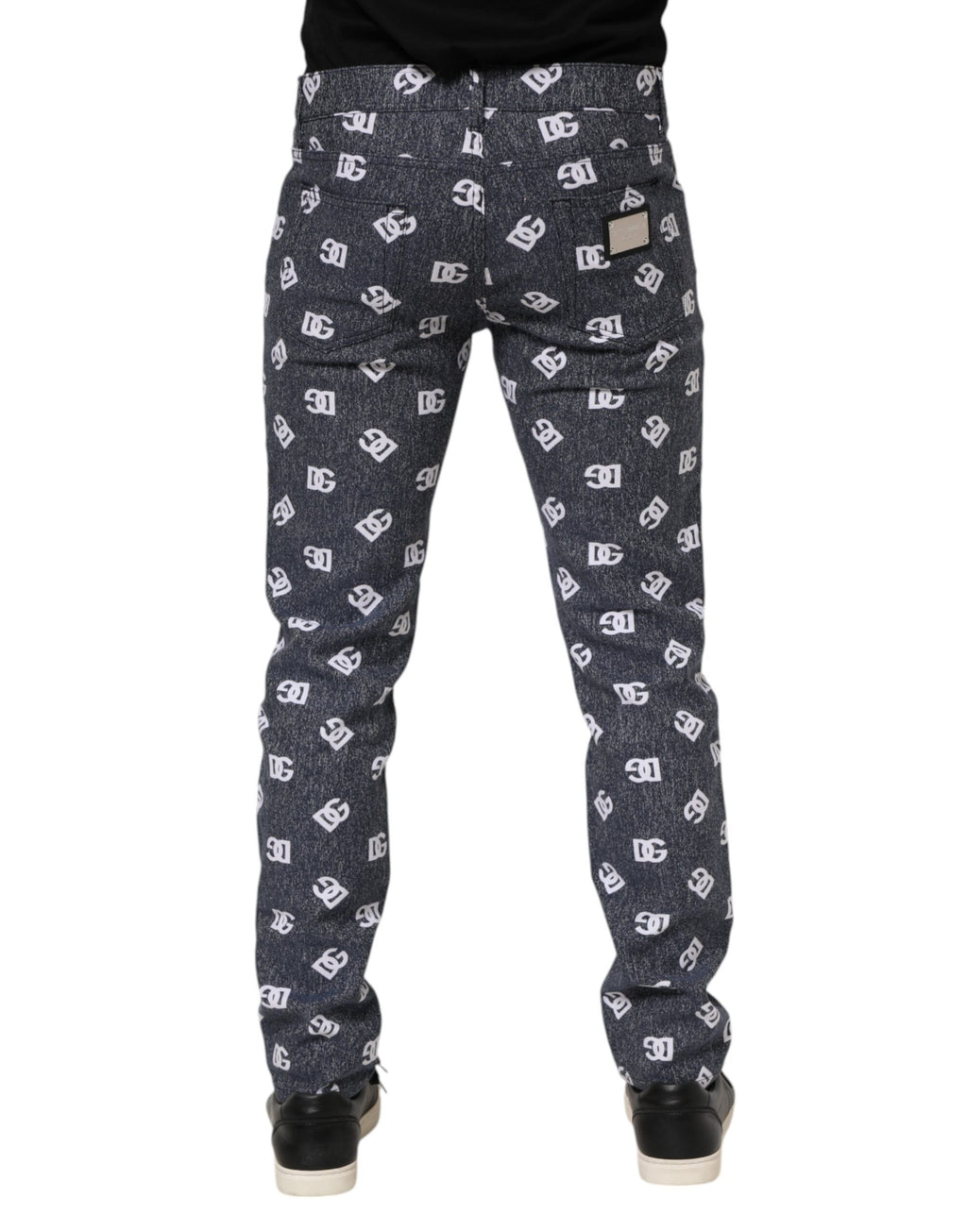 Dolce &amp; Gabbana Dunkelgraue Skinny-Jeans aus Baumwolle mit Logo