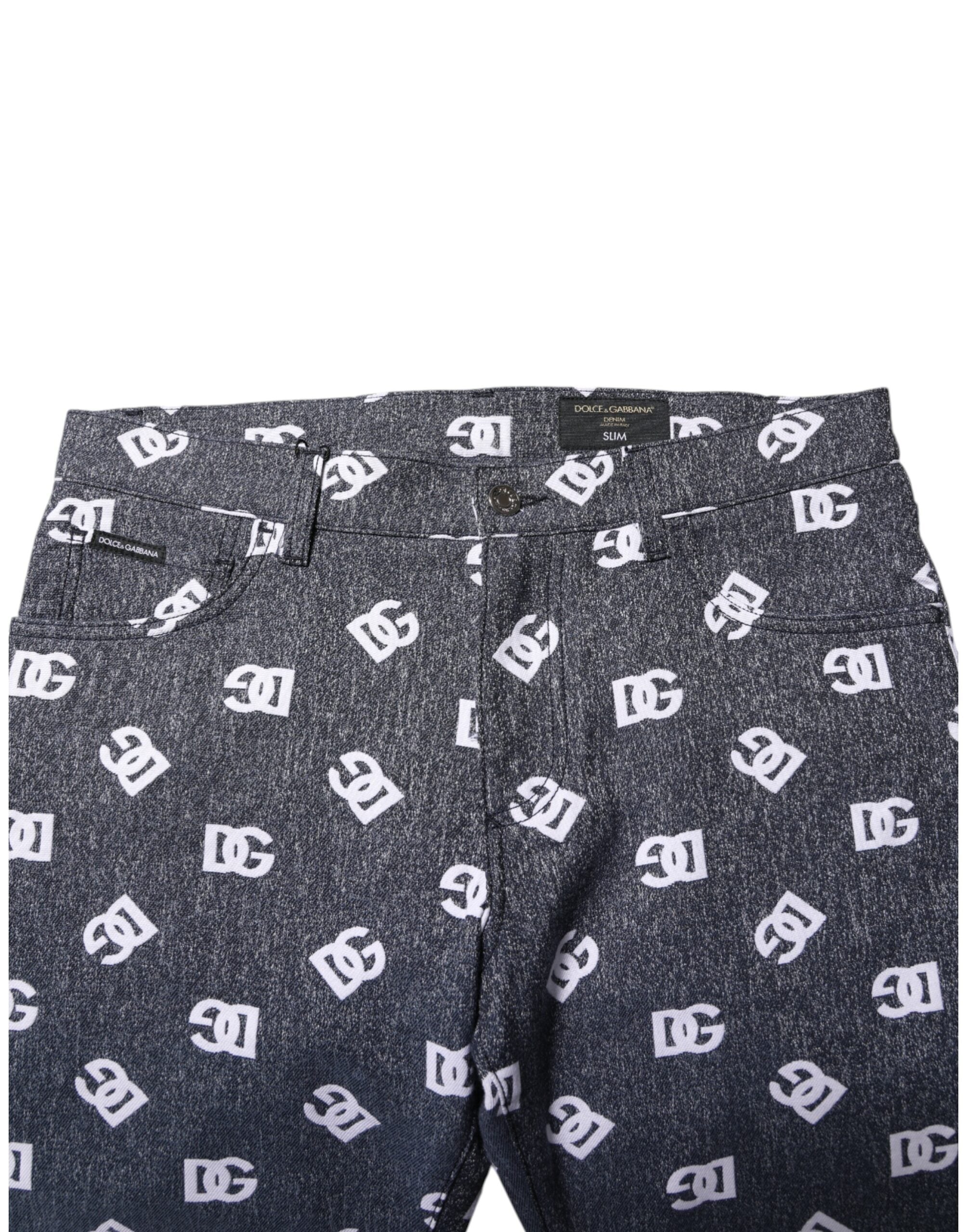 Dolce &amp; Gabbana Dunkelgraue Skinny-Jeans aus Baumwolle mit Logo