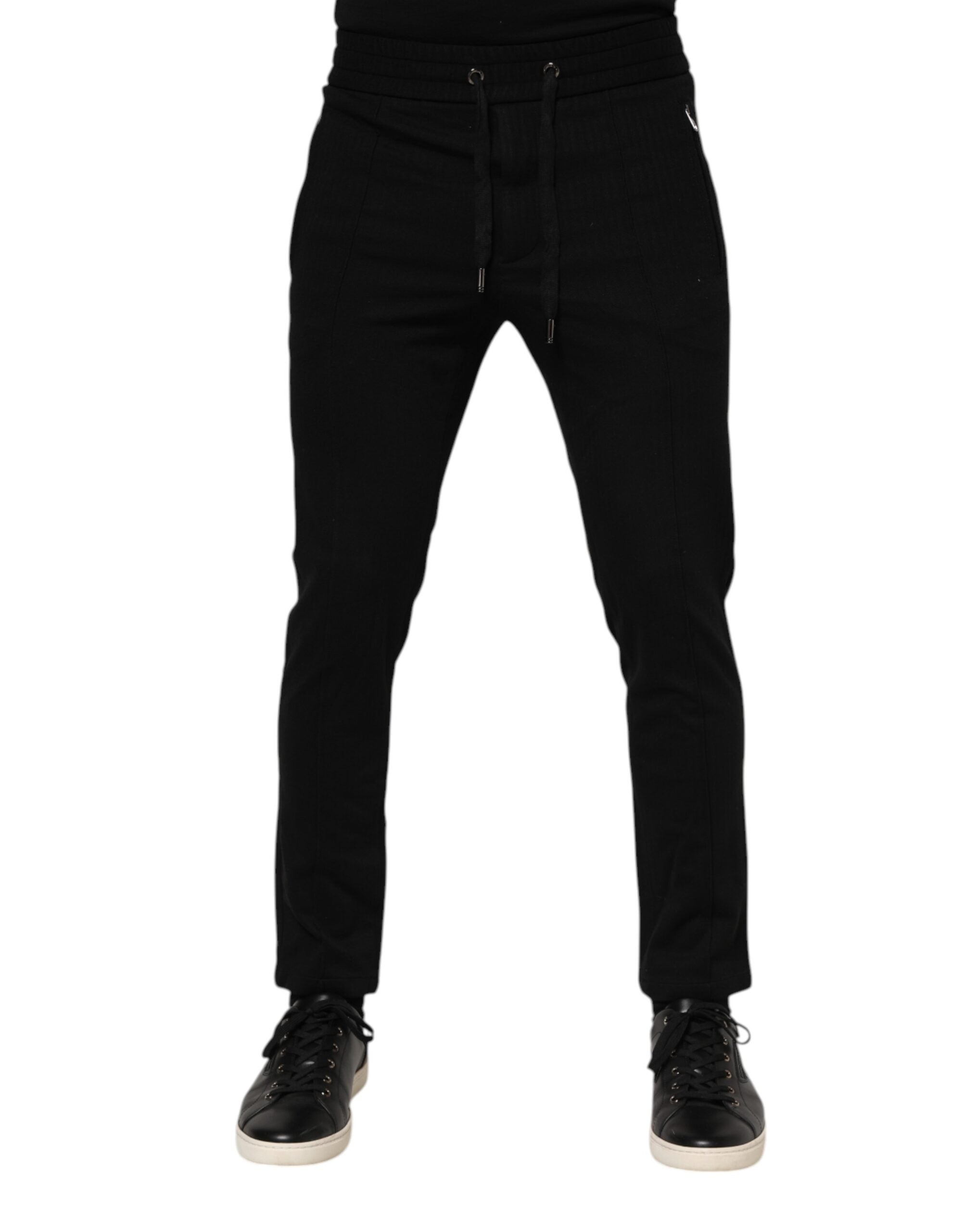 Dolce &amp; Gabbana Schwarze Jogginghose aus Viskose mit Kordelzug für Herren