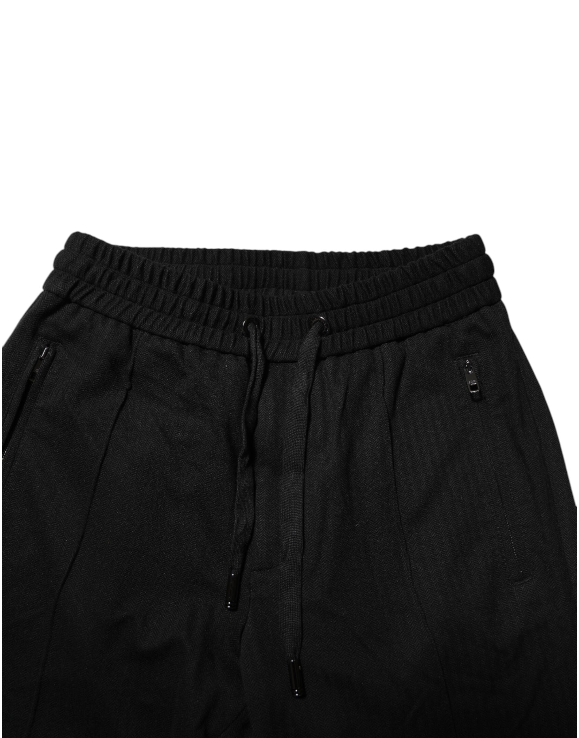 Dolce &amp; Gabbana Schwarze Jogginghose aus Viskose mit Kordelzug für Herren