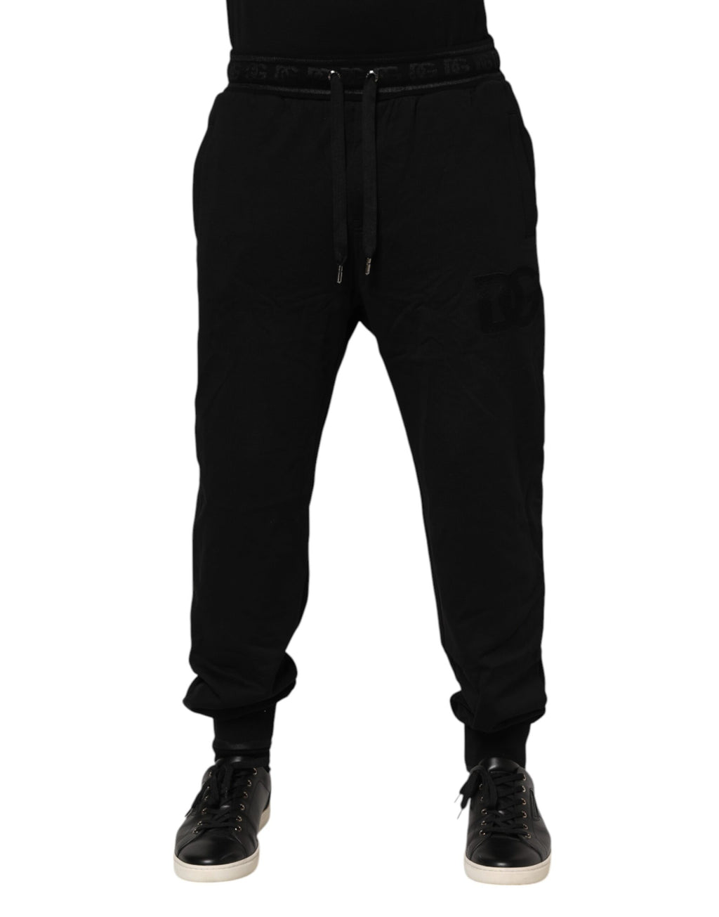 Dolce &amp; Gabbana – Schwarze Jogginghose aus Baumwolle mit Kordelzug