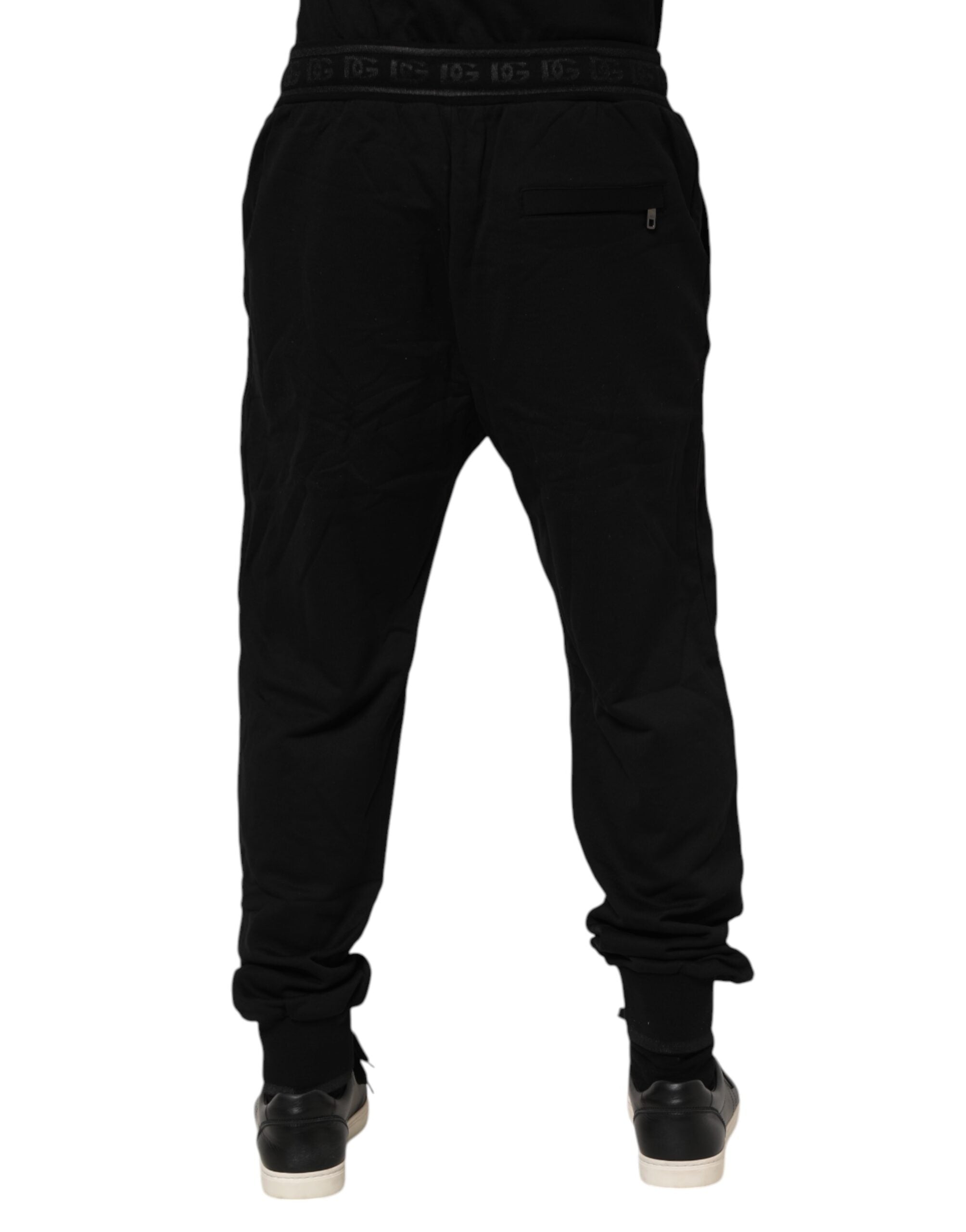 Dolce &amp; Gabbana – Schwarze Jogginghose aus Baumwolle mit Kordelzug
