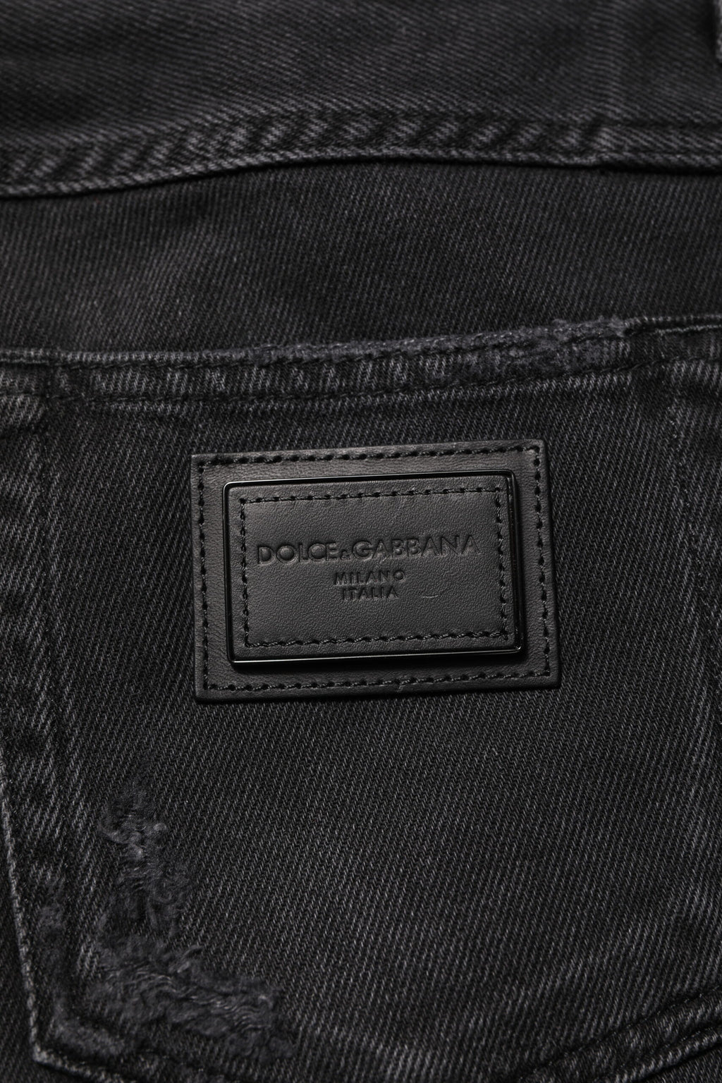 Dolce &amp; Gabbana – Schwarze Skinny-Jeans aus Baumwolle mit Logo-Schild