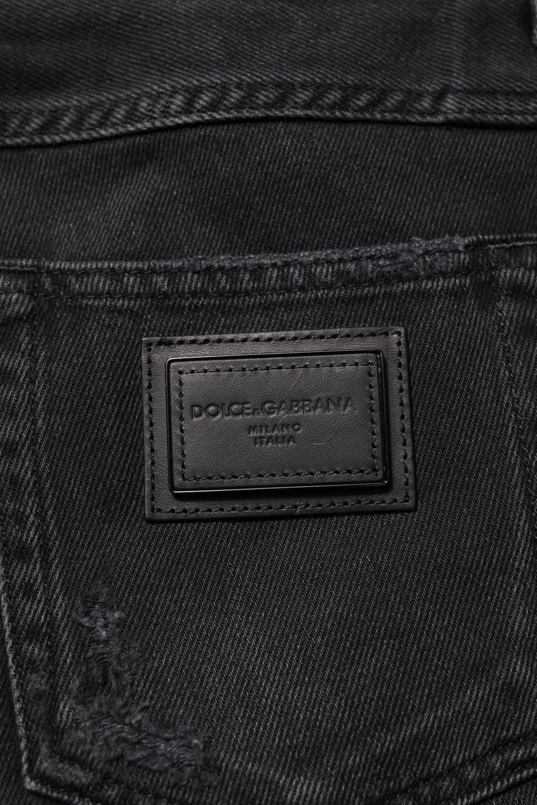 Dolce &amp; Gabbana – Schwarze Skinny-Jeans aus Baumwolle mit Logo-Schild