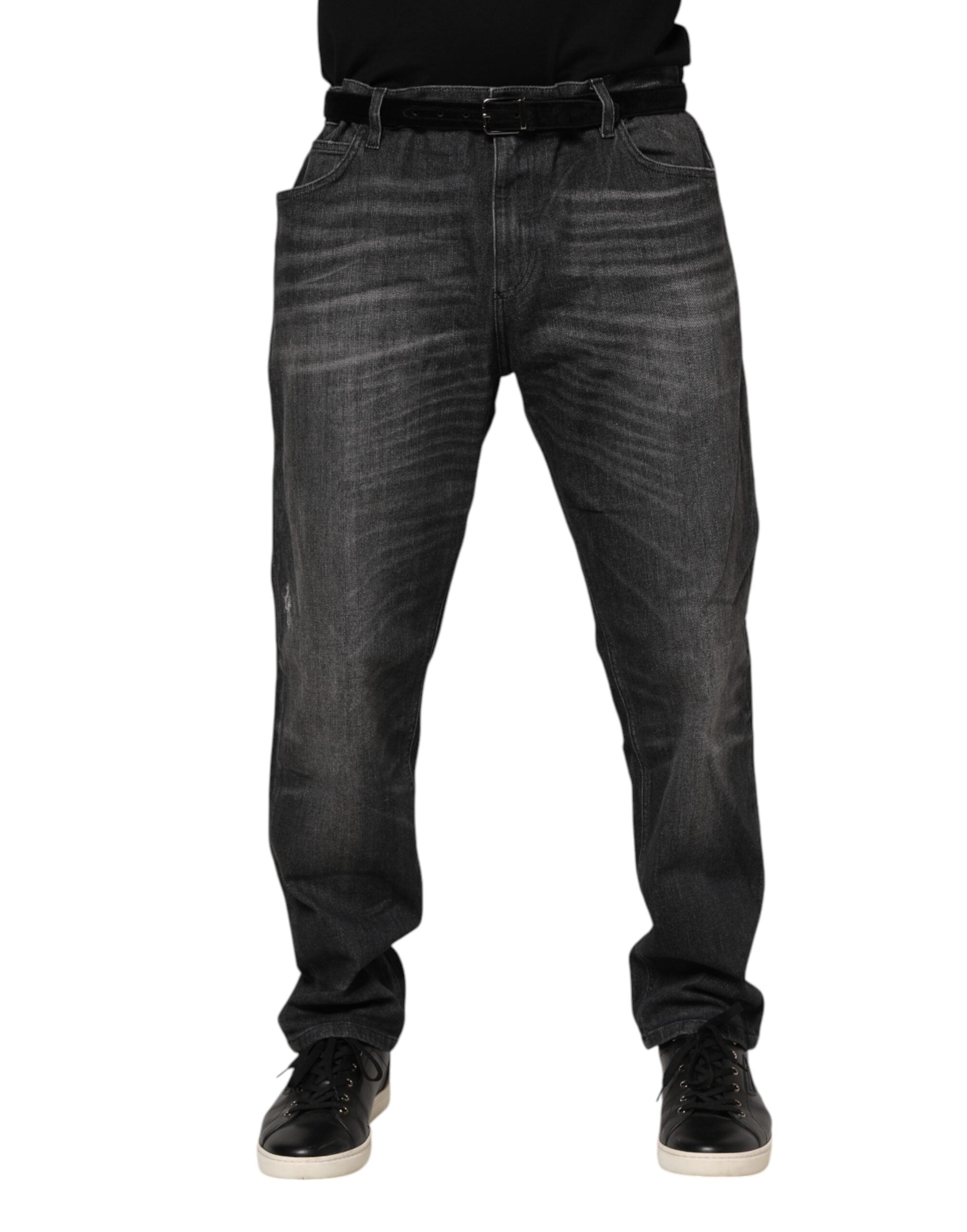 Dolce &amp; Gabbana – Lockere Jeans aus gewaschener Baumwolle in Grau