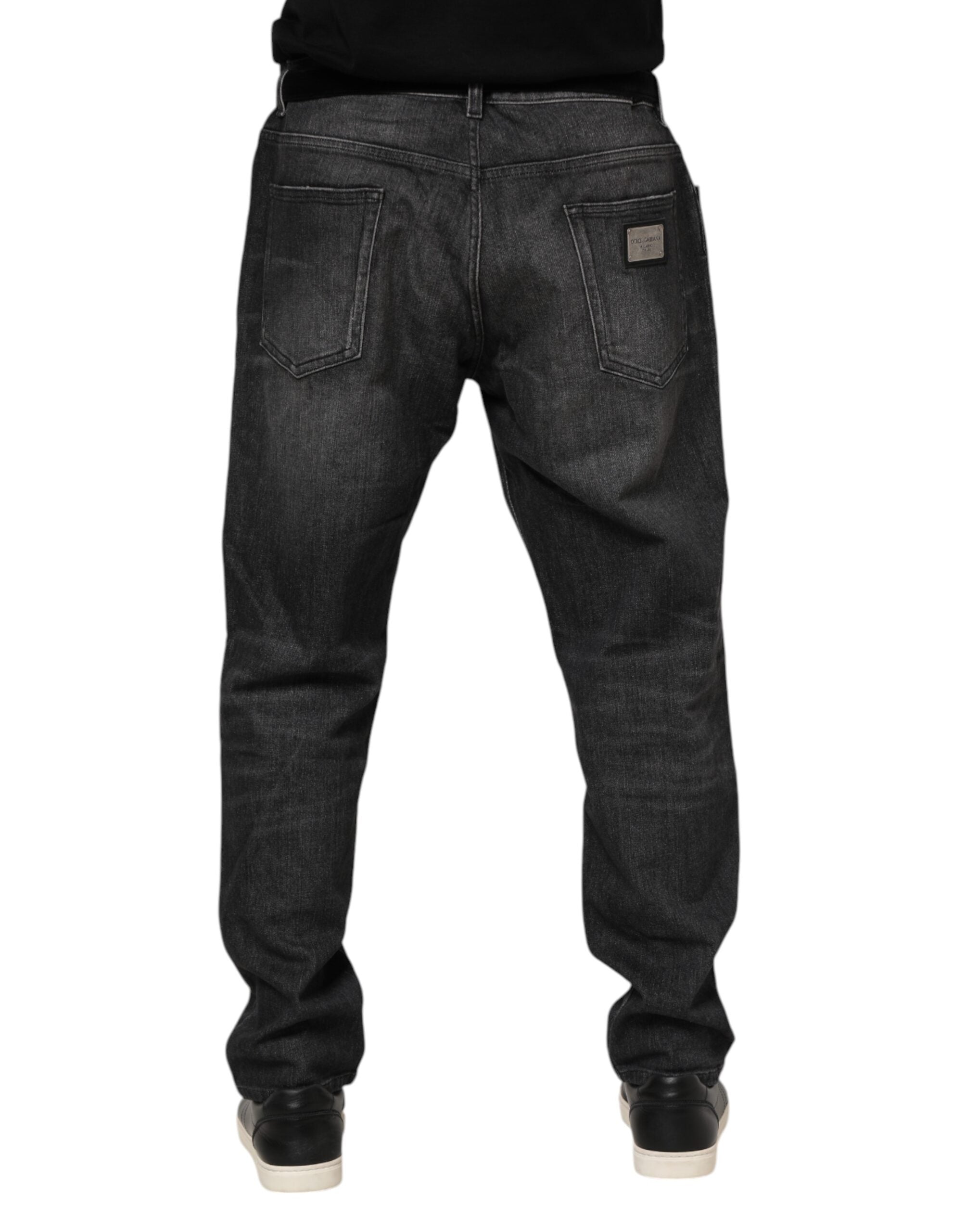 Dolce &amp; Gabbana – Lockere Jeans aus gewaschener Baumwolle in Grau