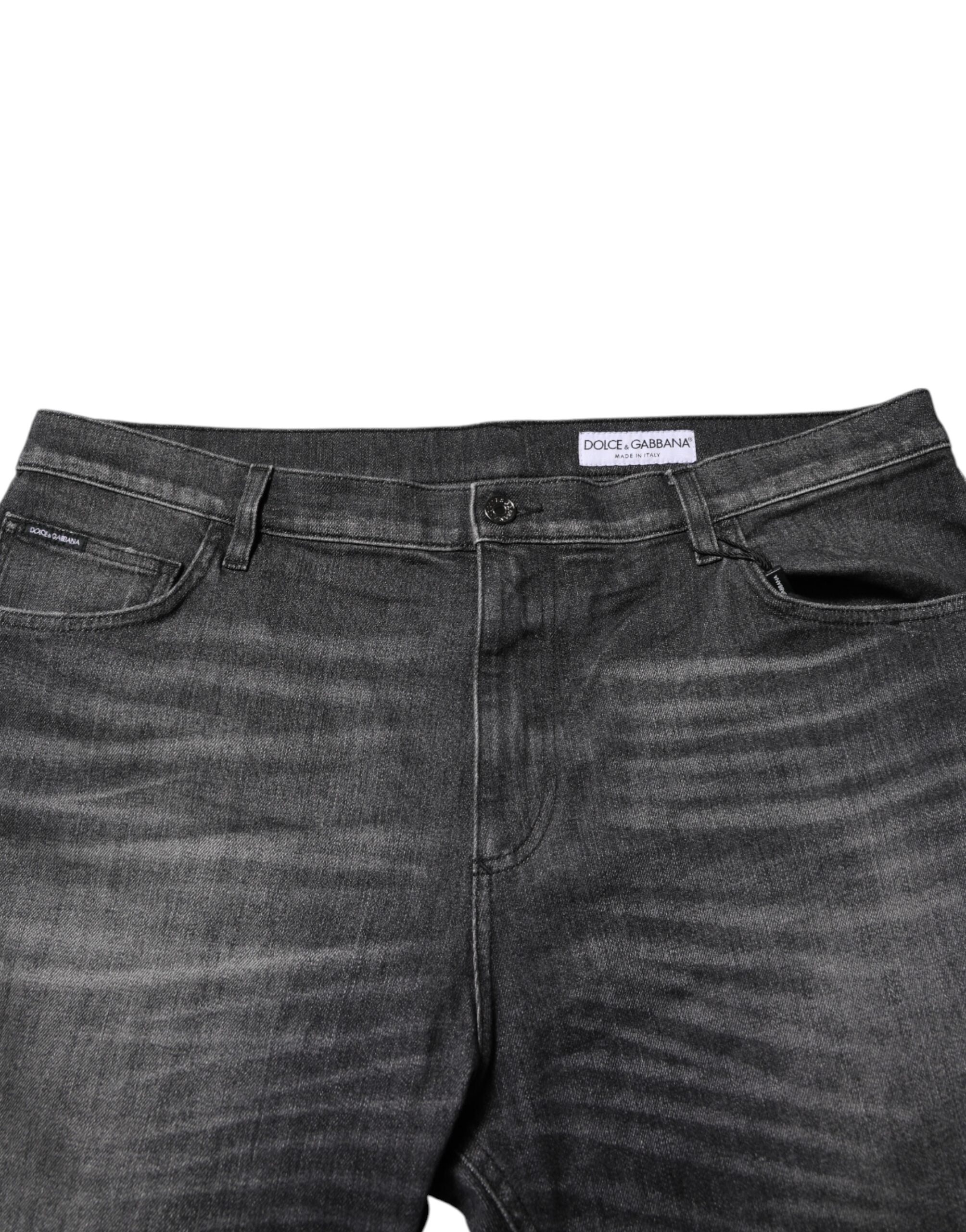 Dolce &amp; Gabbana – Lockere Jeans aus gewaschener Baumwolle in Grau