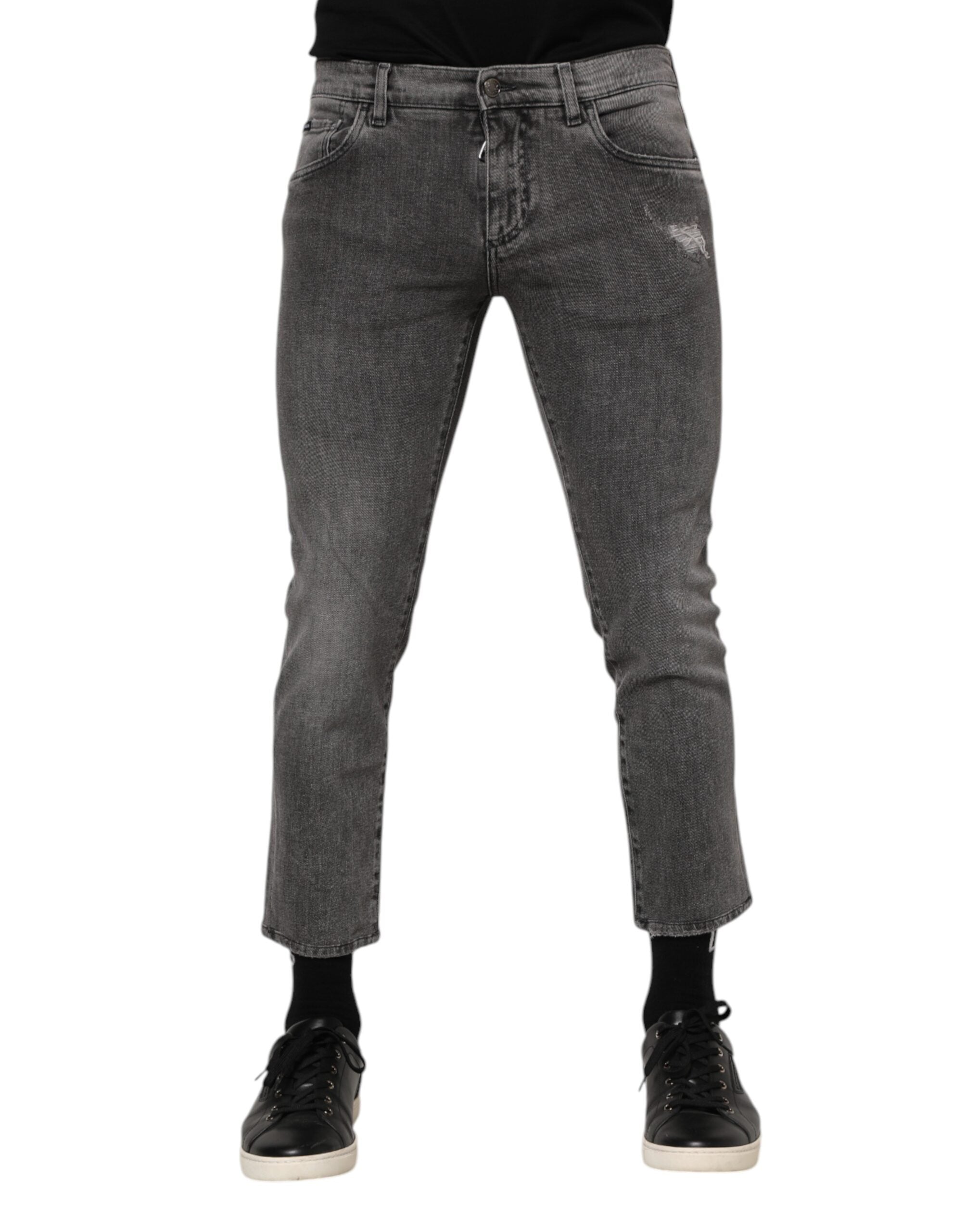 Dolce &amp; Gabbana Graue Jeans mit Logo-Plakette aus Baumwolle für Herren