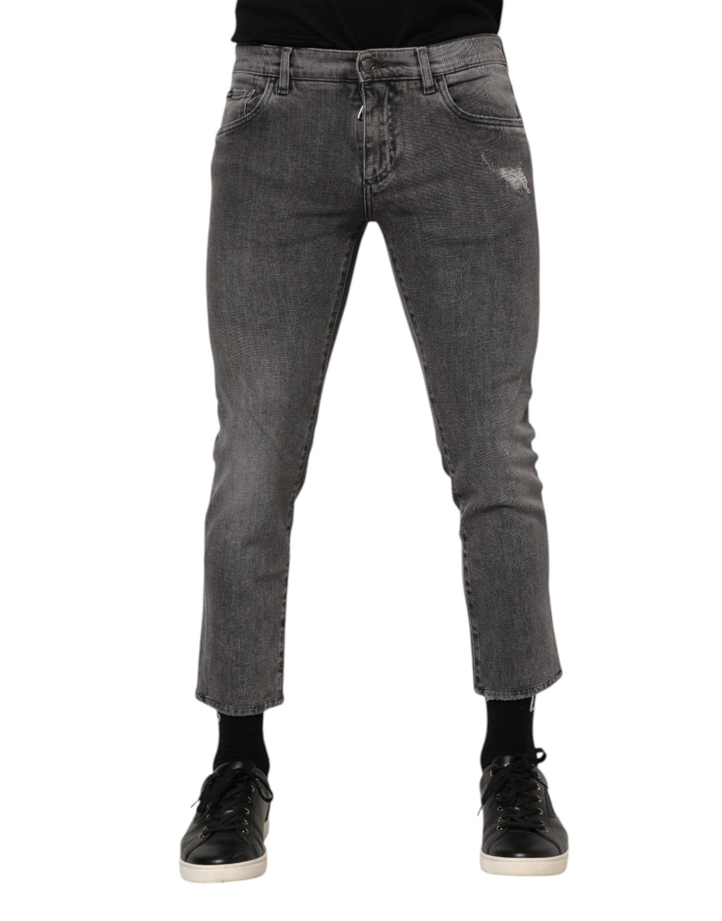 Dolce &amp; Gabbana Graue Jeans mit Logo-Plakette aus Baumwolle für Herren