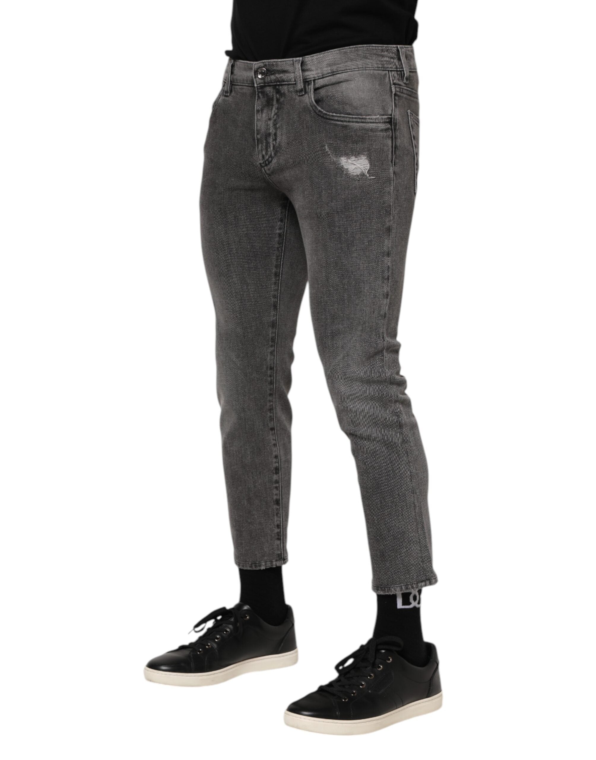 Dolce &amp; Gabbana Graue Jeans mit Logo-Plakette aus Baumwolle für Herren