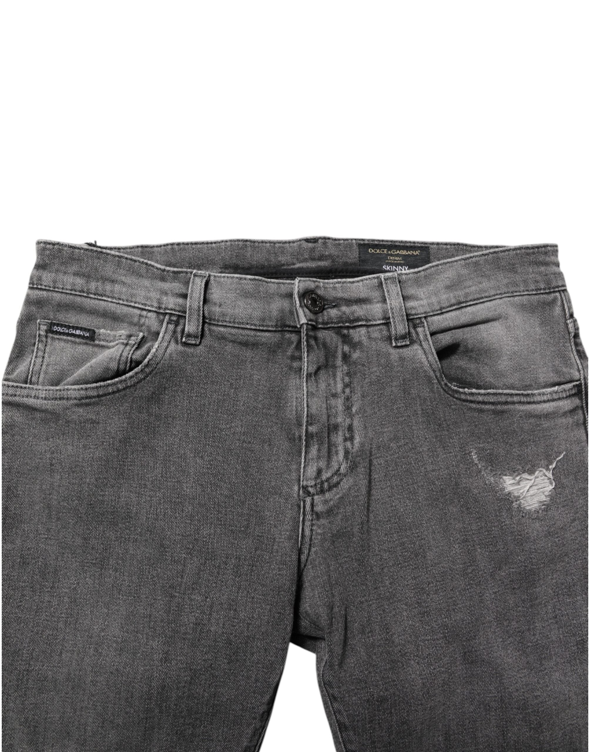 Dolce &amp; Gabbana Graue Jeans mit Logo-Plakette aus Baumwolle für Herren