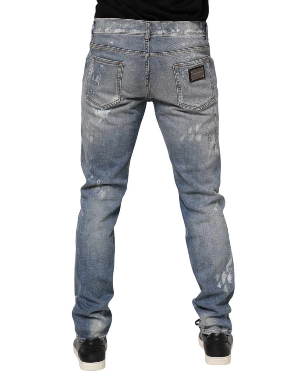 Dolce &amp; Gabbana – Slim Fit-Jeans aus zerfetzter Baumwolle in Blau für Herren
