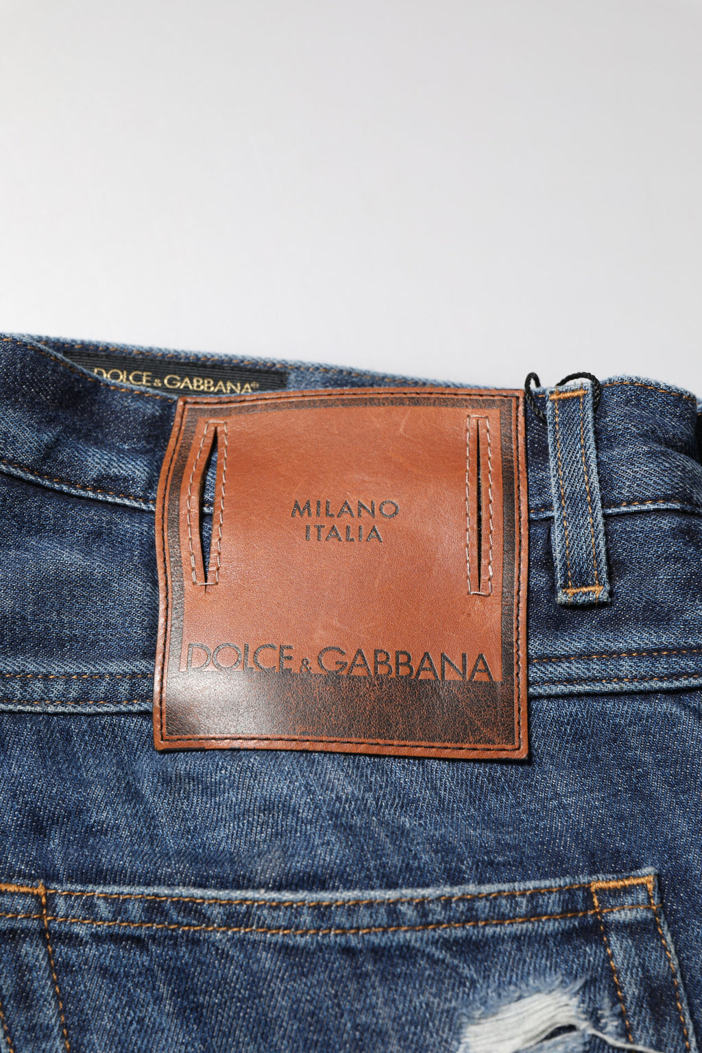 Dolce &amp; Gabbana Blaue zerfetzte konische Jeans aus Baumwolle für Herren