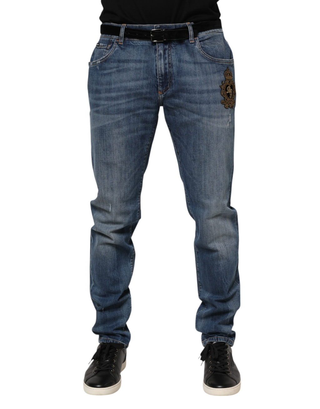 Dolce &amp; Gabbana, blaue Jeans mit Logo-Stickerei
