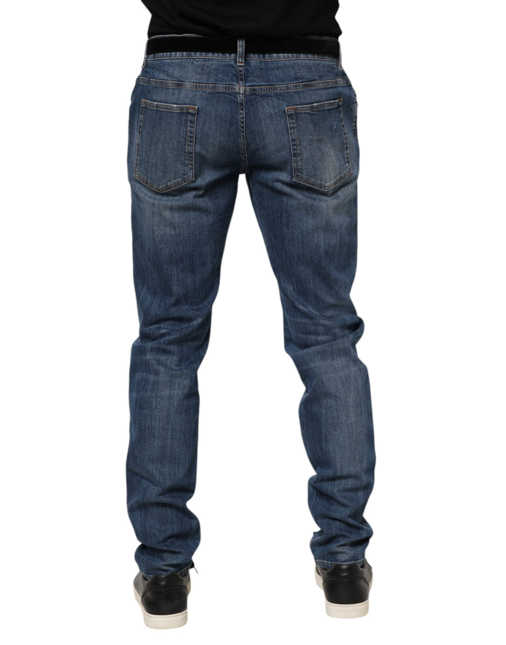 Dolce &amp; Gabbana, blaue Jeans mit Logo-Stickerei