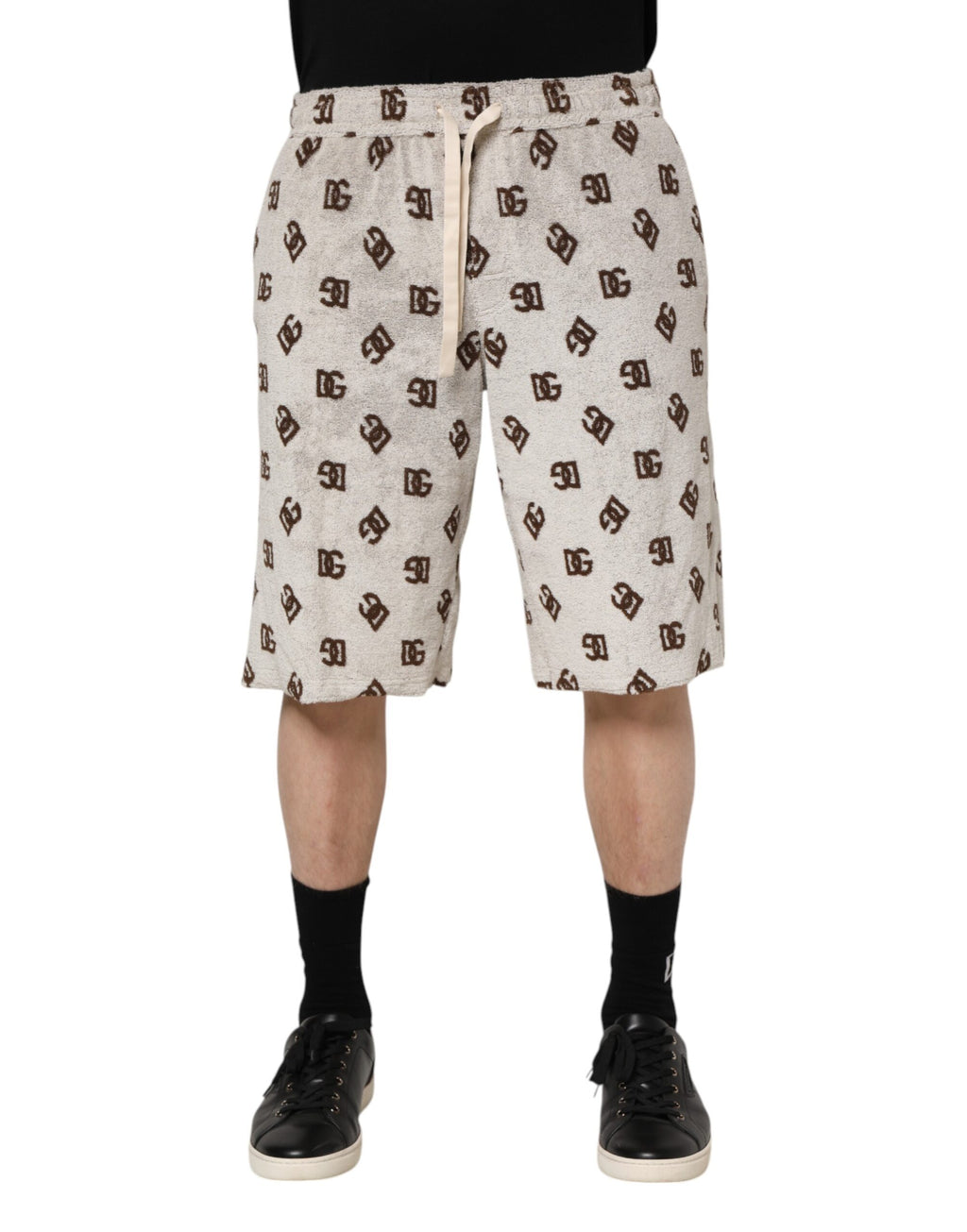 Dolce &amp; Gabbana – Bermudashorts aus weißer Baumwolle mit DG Mania-Print für Herren