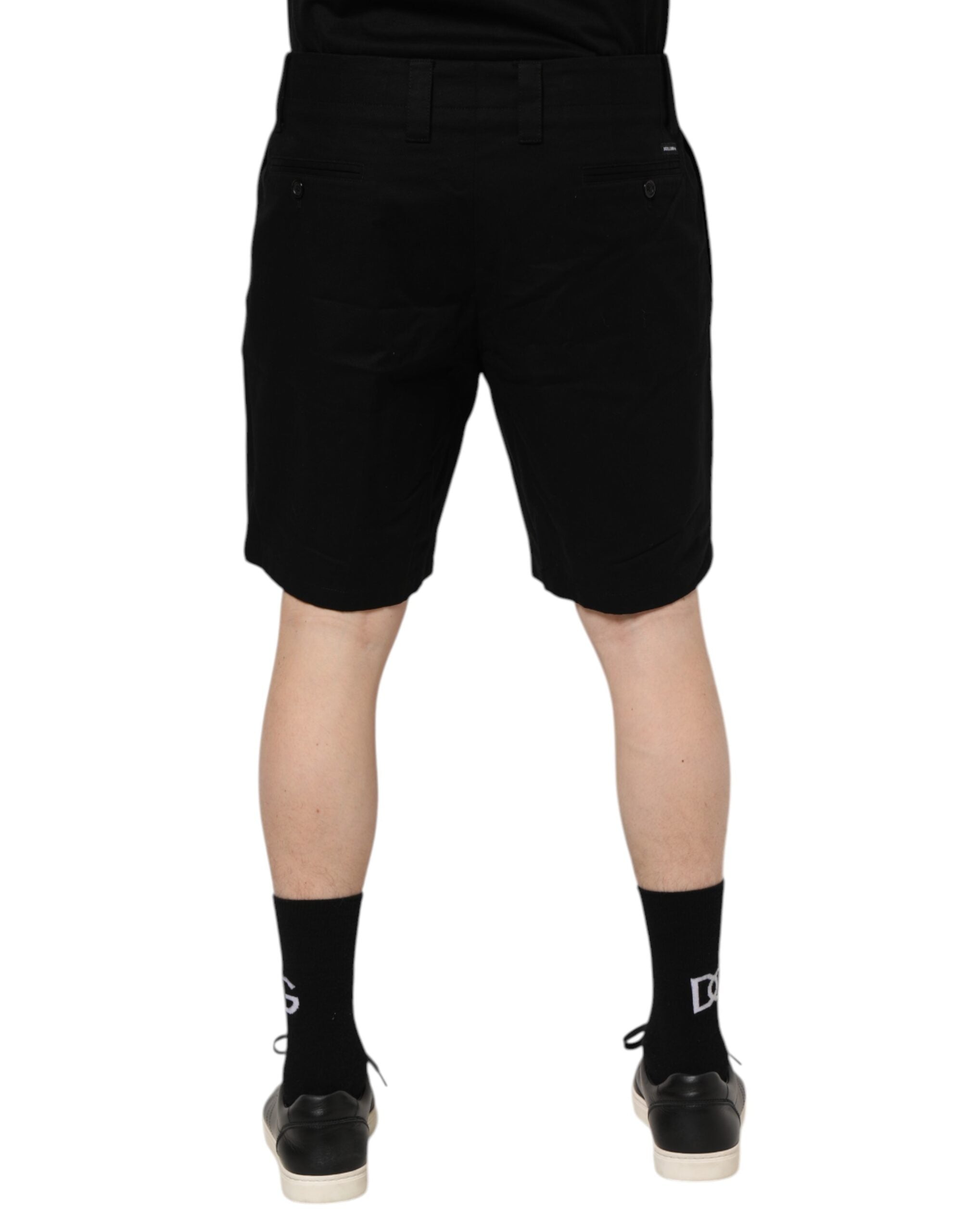 Dolce &amp; Gabbana – Knielange Bermudashorts aus schwarzer Baumwolle für Herren