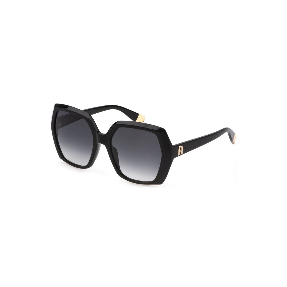 Furla – Schwarze Sonnenbrille aus Kalbshaar