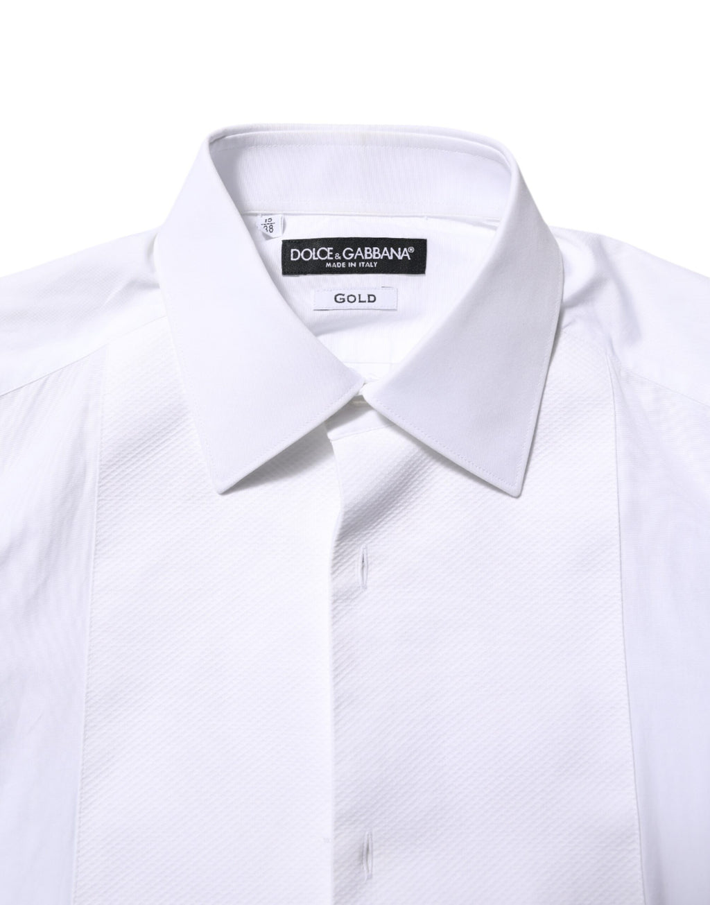 Dolce &amp; Gabbana Weißes formelles Baumwoll-Popeline-Hemd mit GOLD-Latz