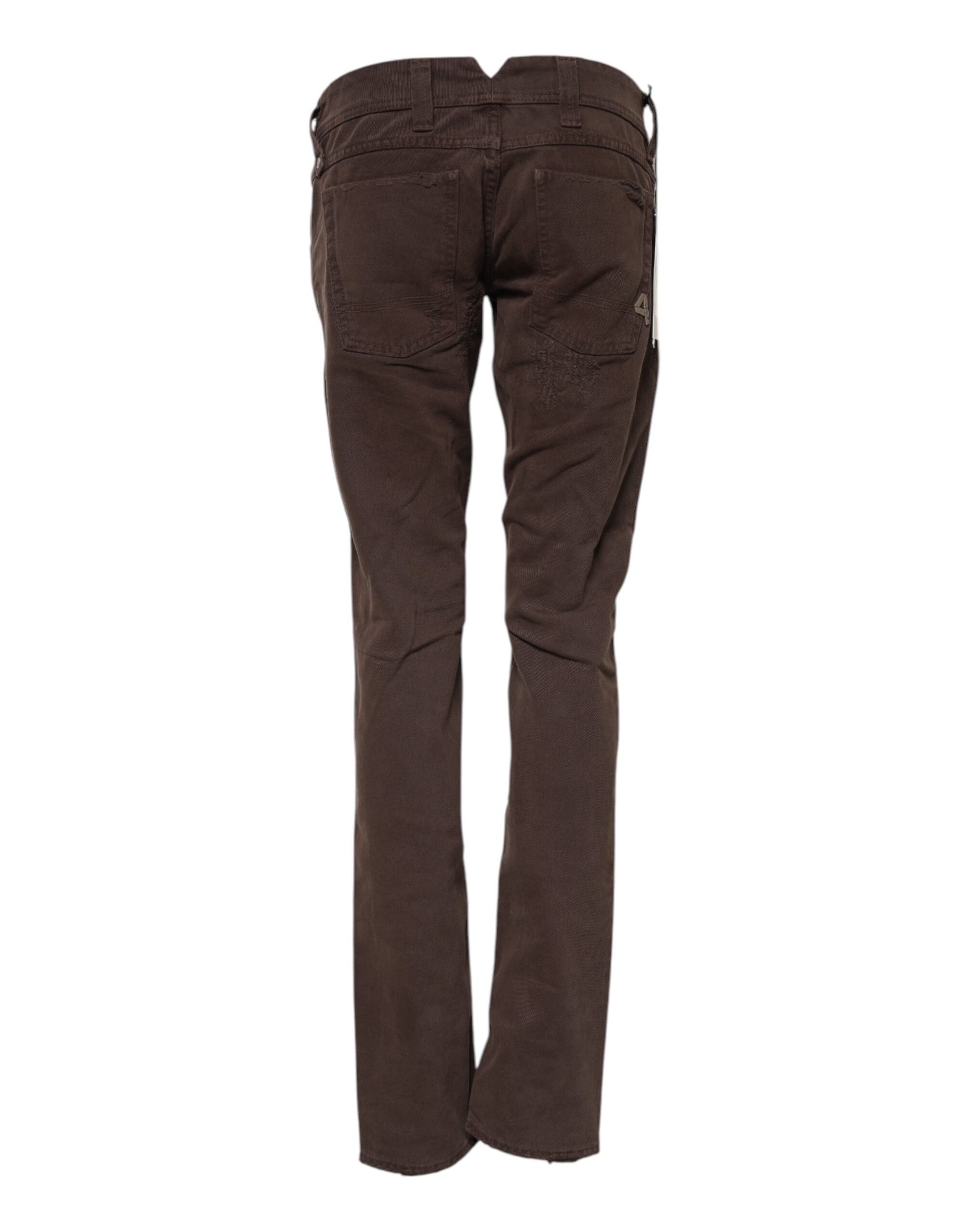 CYCLE Braune Skinny-Casual-Jeans aus Baumwolle mit niedriger Taille